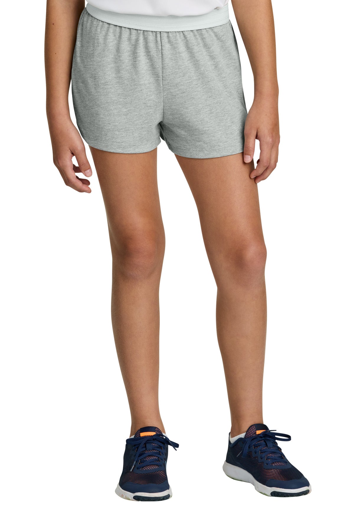 Custom Heather Grey Girls Jersey Knit Squad Short YGST311, personalized by SanCanDo Swag in Argyle, TX