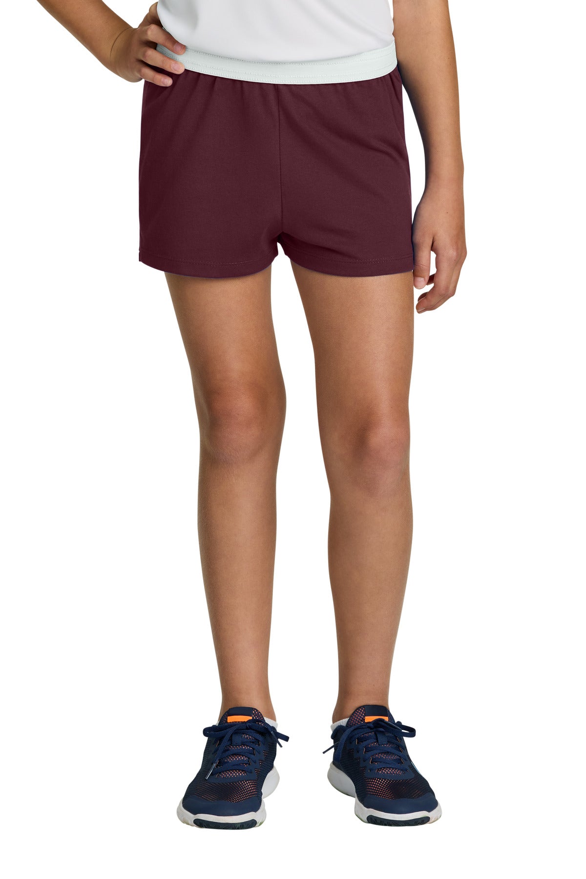 Custom Maroon Girls Jersey Knit Squad Short YGST311, personalized by SanCanDo Swag in Argyle, TX