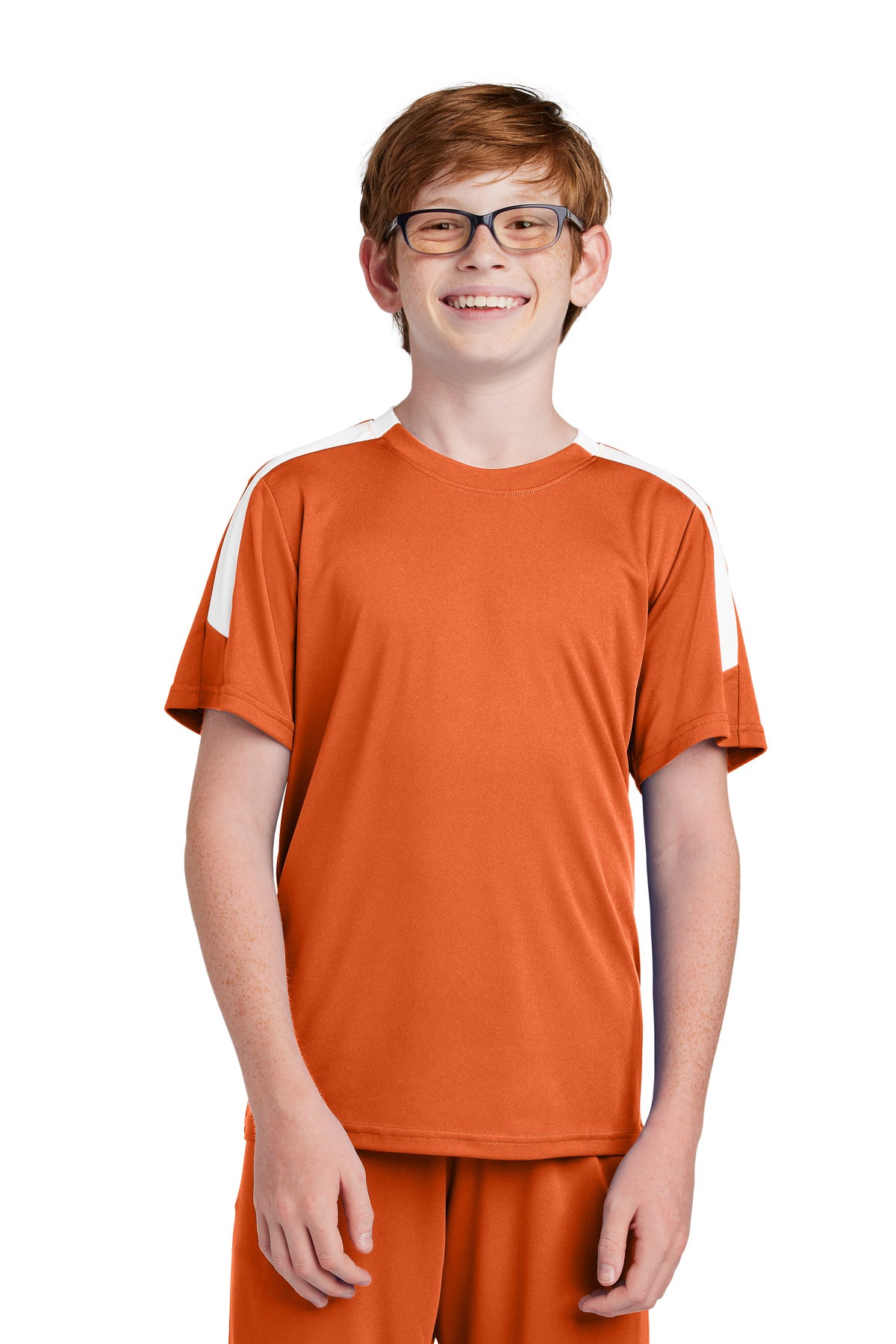 Custom Deep Orange/ White Youth Competitor United Crew YST100, personalized by SanCanDo Swag in Argyle, TX