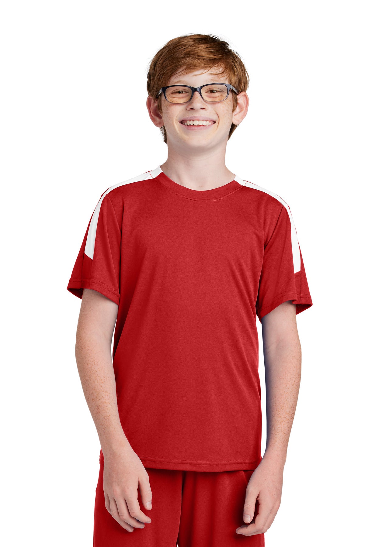 Custom Deep Red/ White Youth Competitor United Crew YST100, personalized by SanCanDo Swag in Argyle, TX