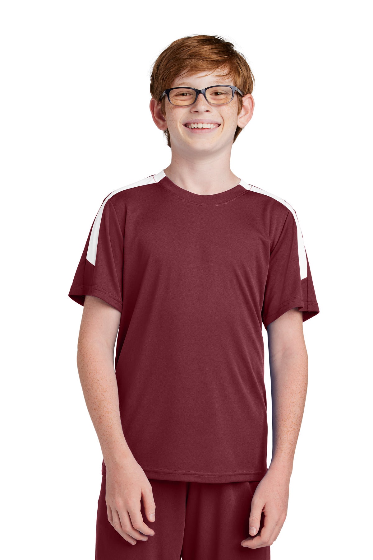 Custom Maroon/ White Youth Competitor United Crew YST100, personalized by SanCanDo Swag in Argyle, TX