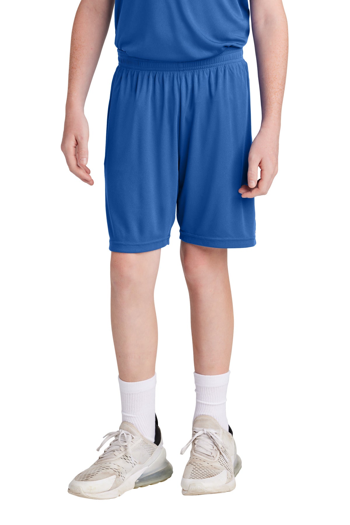 Custom True Royal/ White Youth Competitor United 5" Short YST103, personalized by SanCanDo Swag in Argyle, TX