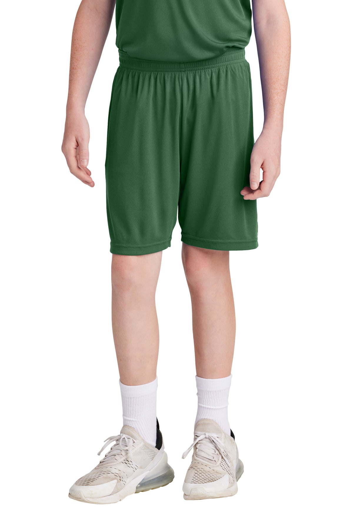 Custom Forest Green/ White Youth Competitor United 5" Short YST103, personalized by SanCanDo Swag in Argyle, TX