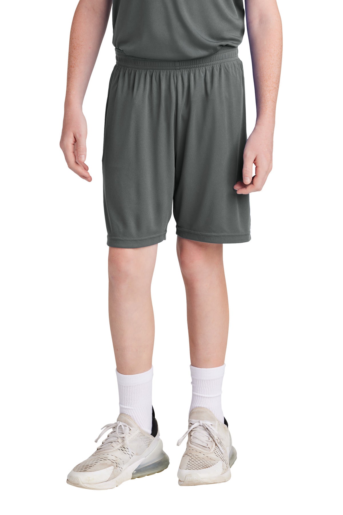 Custom Iron Grey/ White Youth Competitor United 5" Short YST103, personalized by SanCanDo Swag in Argyle, TX