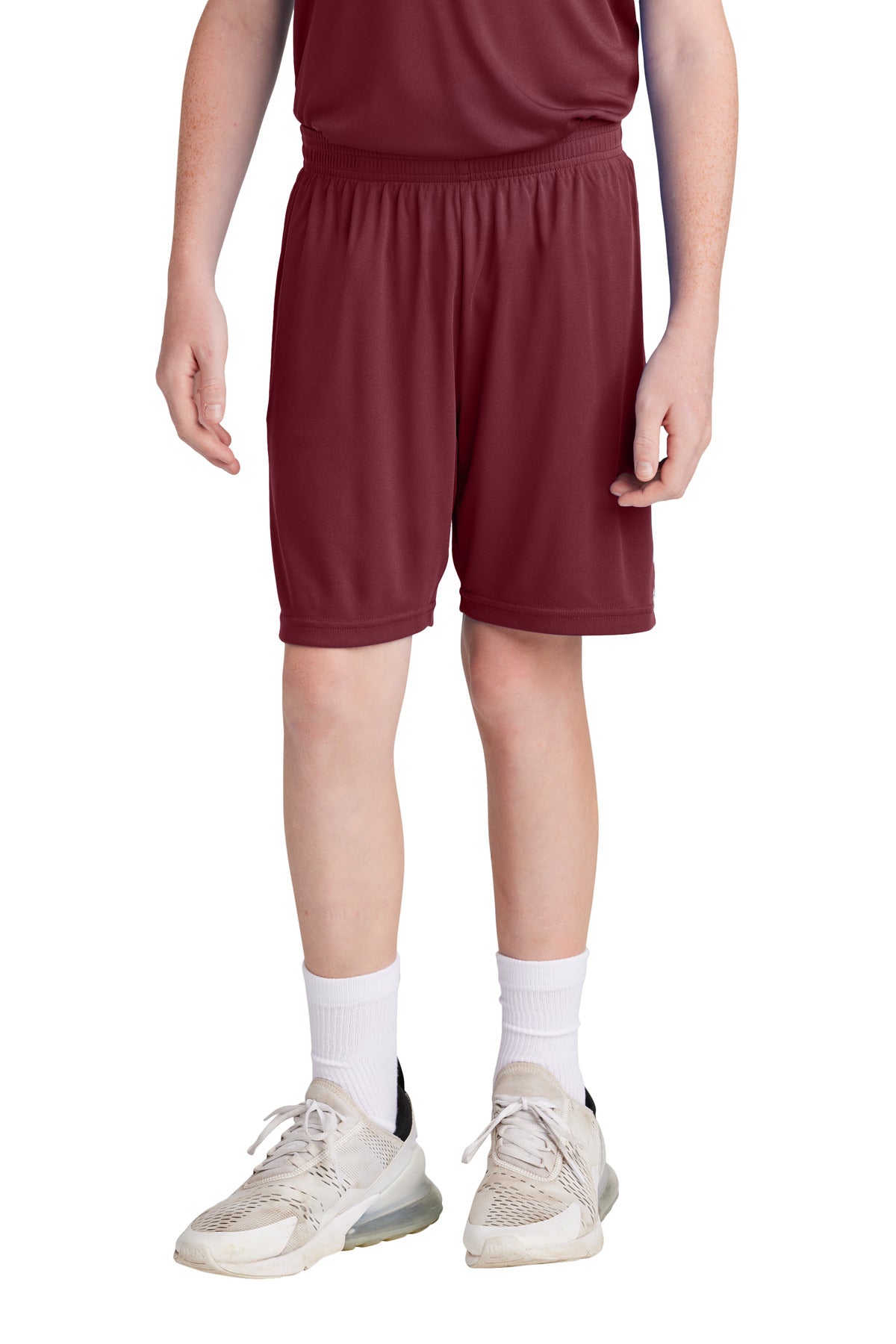 Custom Maroon/ White Youth Competitor United 5" Short YST103, personalized by SanCanDo Swag in Argyle, TX