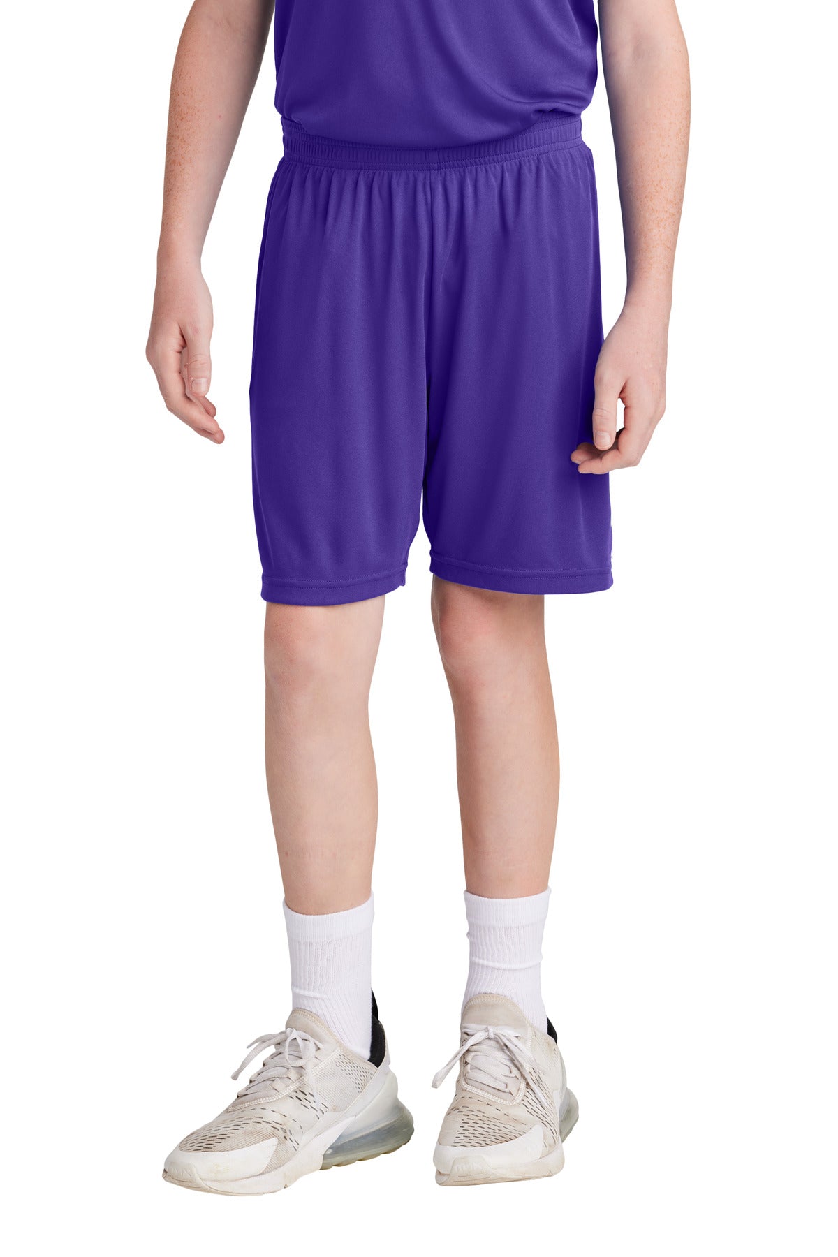 Custom Purple/ White Youth Competitor United 5" Short YST103, personalized by SanCanDo Swag in Argyle, TX