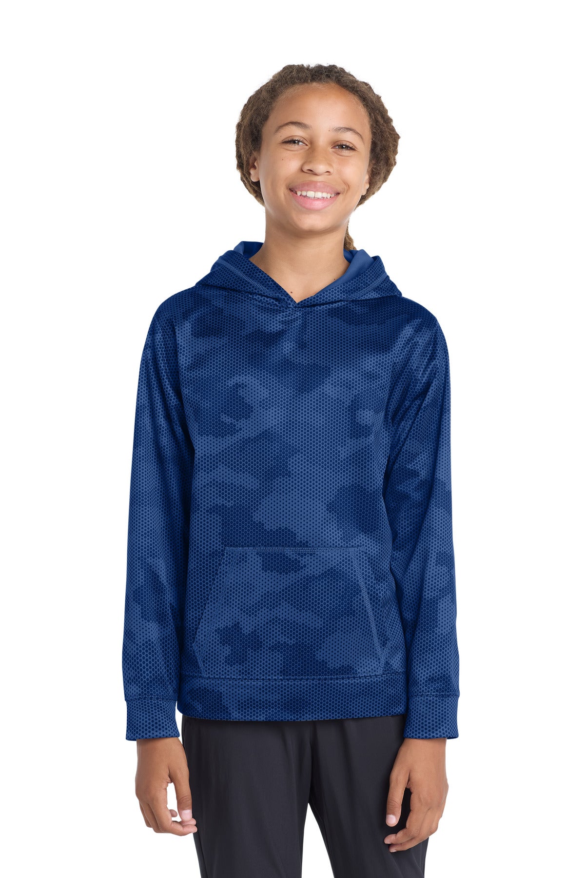 Custom True Royal Sport-Wick CamoHex Fleece Hooded Pullover YST240, personalized by SanCanDo Swag in Argyle, TX