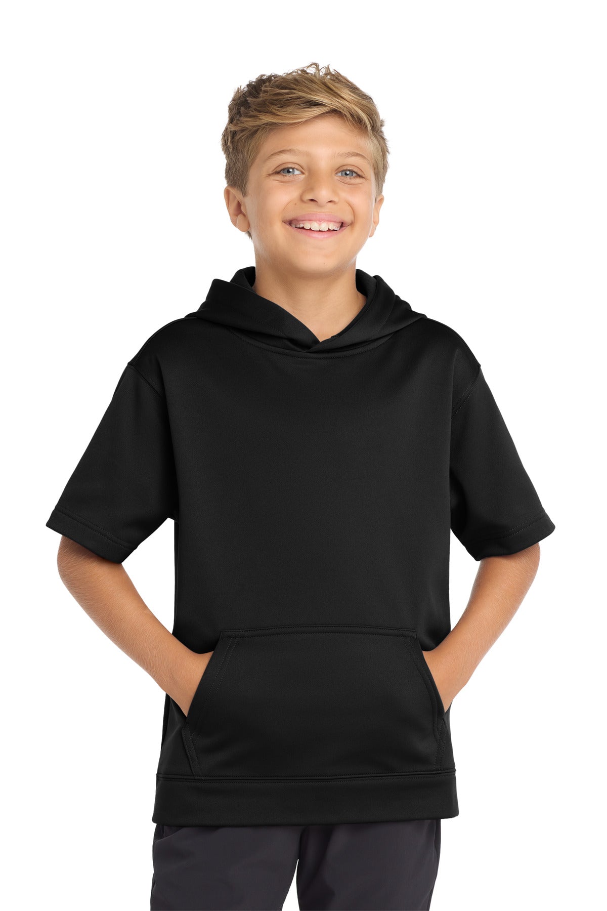 Custom Black Short Sleeve Hooded Pullover YST251, personalized by SanCanDo Swag in Argyle, TX