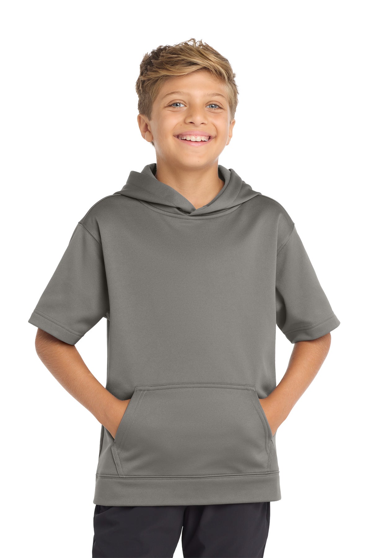 Custom Dark Smoke Grey Short Sleeve Hooded Pullover YST251, personalized by SanCanDo Swag in Argyle, TX