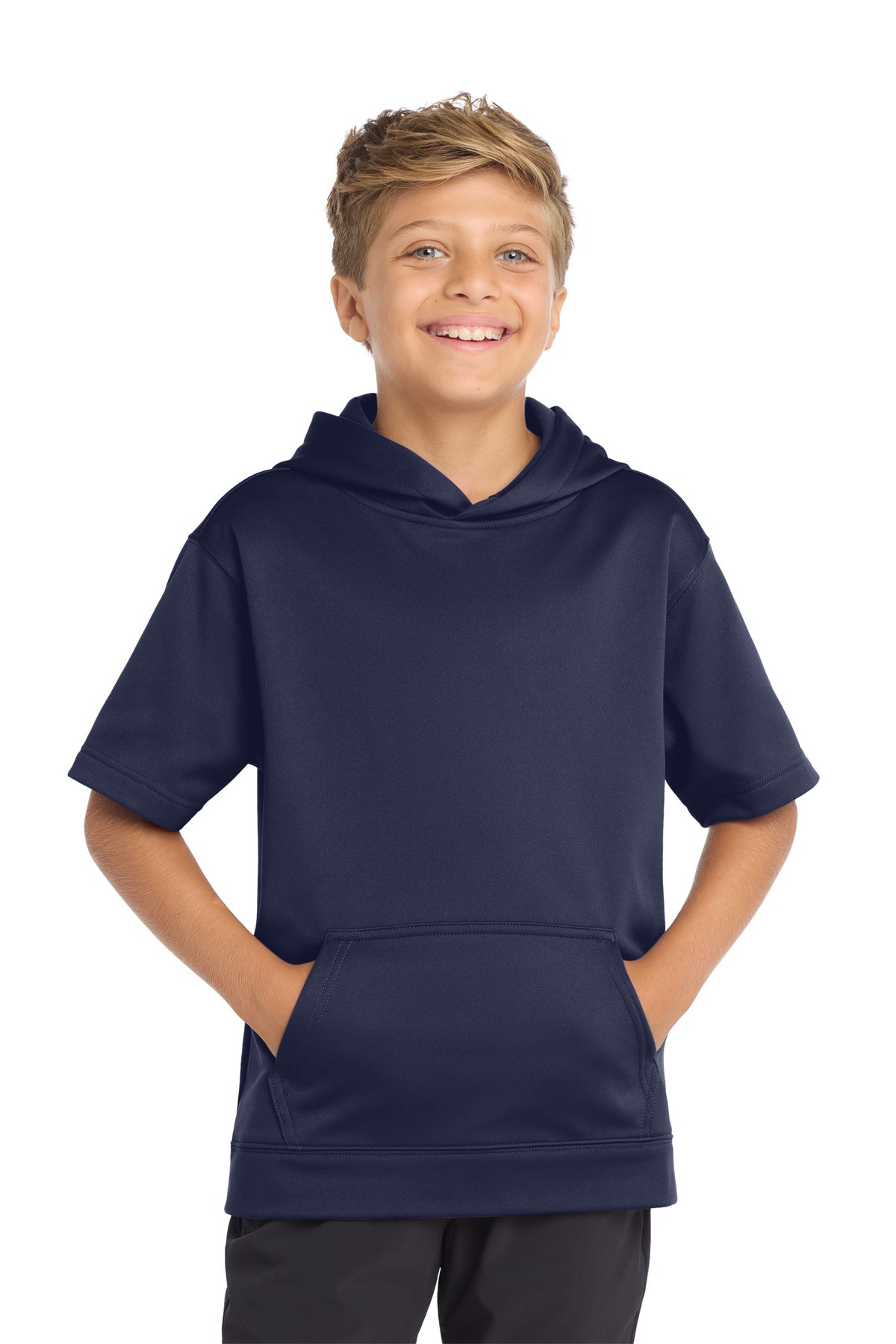 Custom Navy Short Sleeve Hooded Pullover YST251, personalized by SanCanDo Swag in Argyle, TX