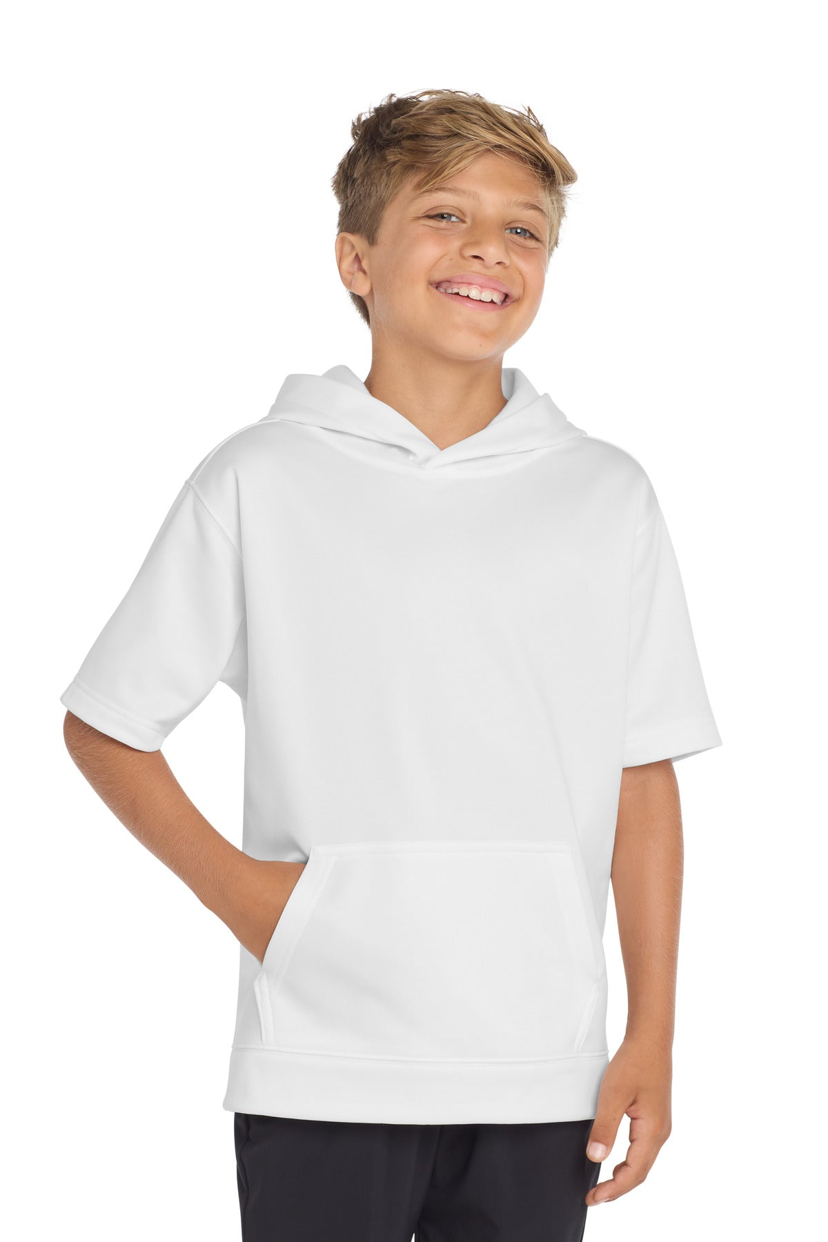 Custom White Short Sleeve Hooded Pullover YST251, personalized by SanCanDo Swag in Argyle, TX