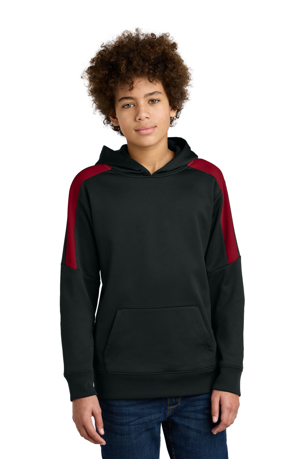 Custom Black/ Deep Red Sport-Wick Fleece United Pullover Hoodie YST255, personalized by SanCanDo Swag in Argyle, TX