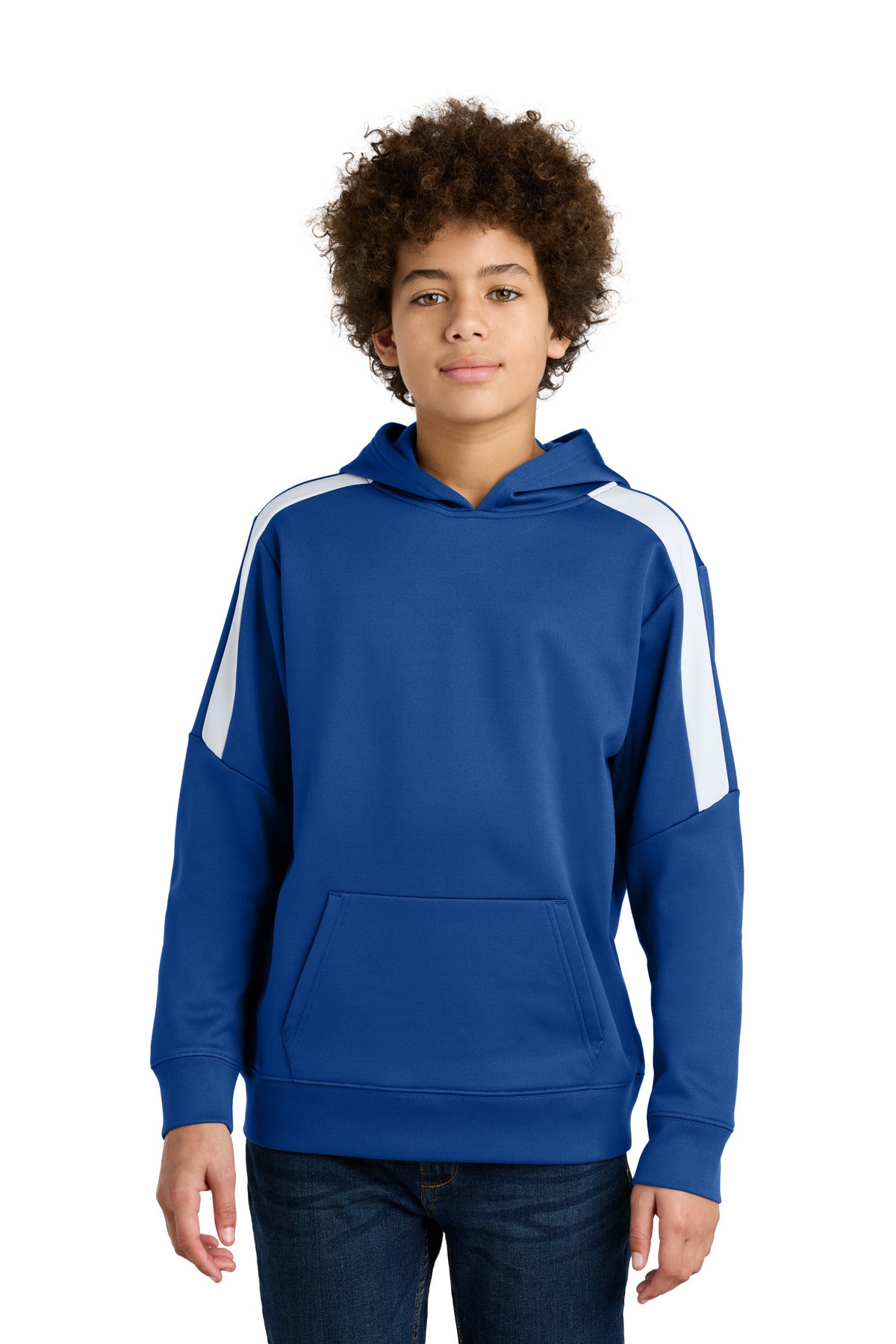 Custom True Royal/ White Sport-Wick Fleece United Pullover Hoodie YST255, personalized by SanCanDo Swag in Argyle, TX