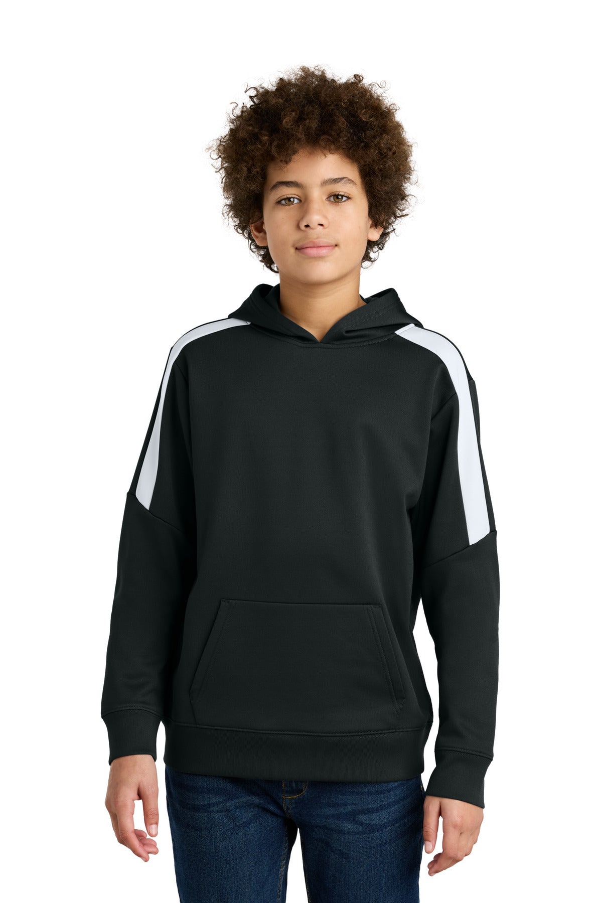 Custom Black/ White Sport-Wick Fleece United Pullover Hoodie YST255, personalized by SanCanDo Swag in Argyle, TX