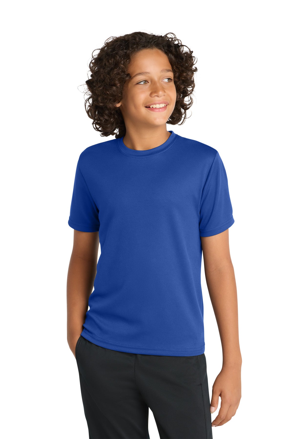 Custom True Royal Youth PosiCharge RacerMesh Tee YST340, personalized by SanCanDo Swag in Argyle, TX