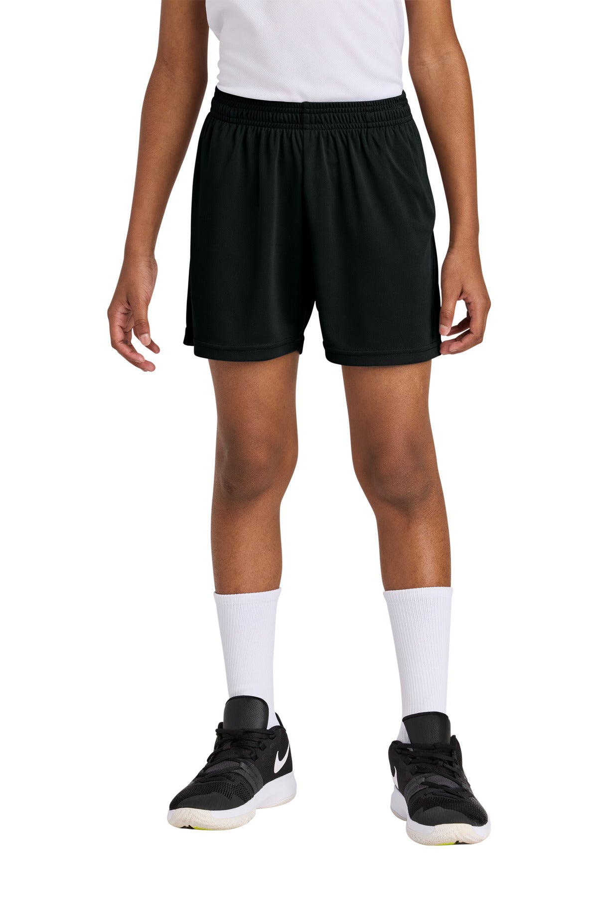 Custom Black PosiCharge Competitor 5" Pocketed Short YST349P, personalized by SanCanDo Swag in Argyle, TX