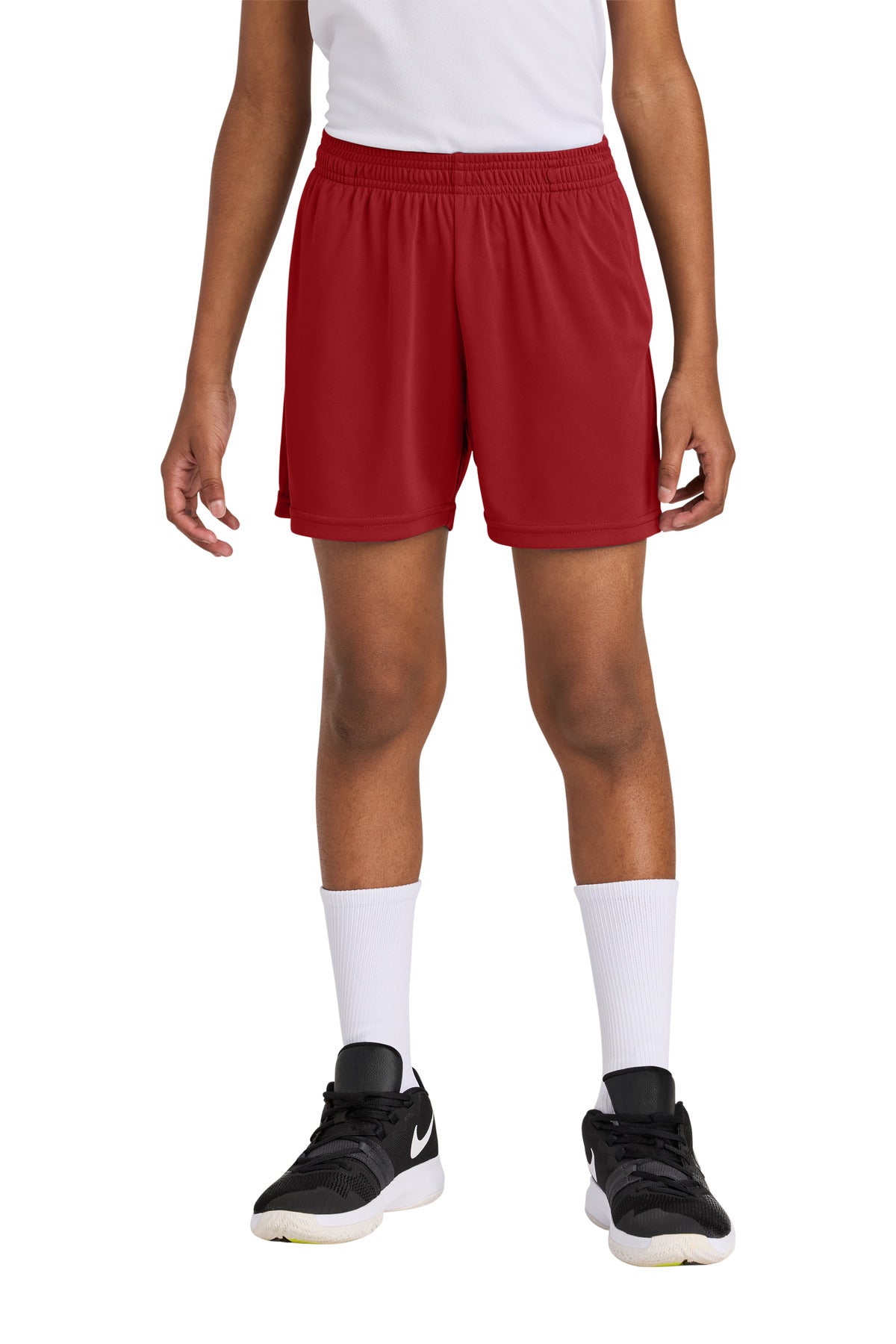 Custom Deep Red PosiCharge Competitor 5" Pocketed Short YST349P, personalized by SanCanDo Swag in Argyle, TX
