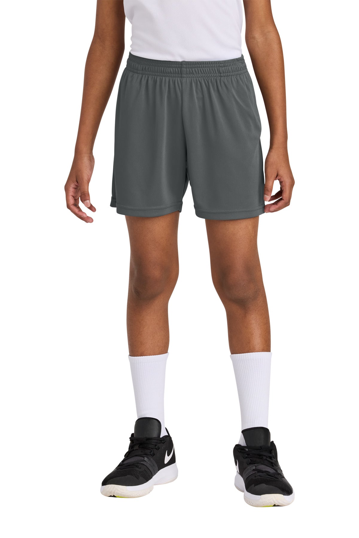 Custom Iron Grey PosiCharge Competitor 5" Pocketed Short YST349P, personalized by SanCanDo Swag in Argyle, TX