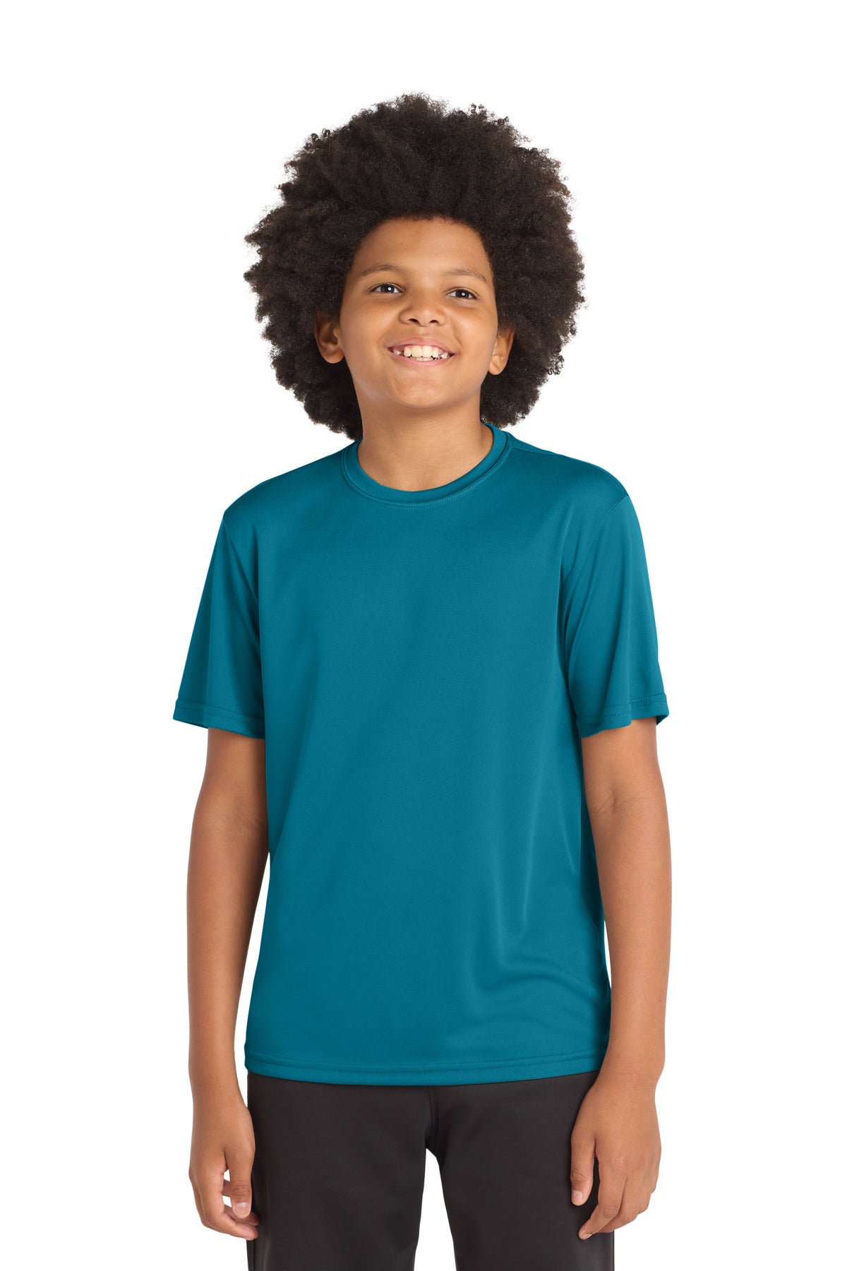 Custom Tropic Blue Youth Competitor Tee YST350, personalized by SanCanDo Swag in Argyle, TX