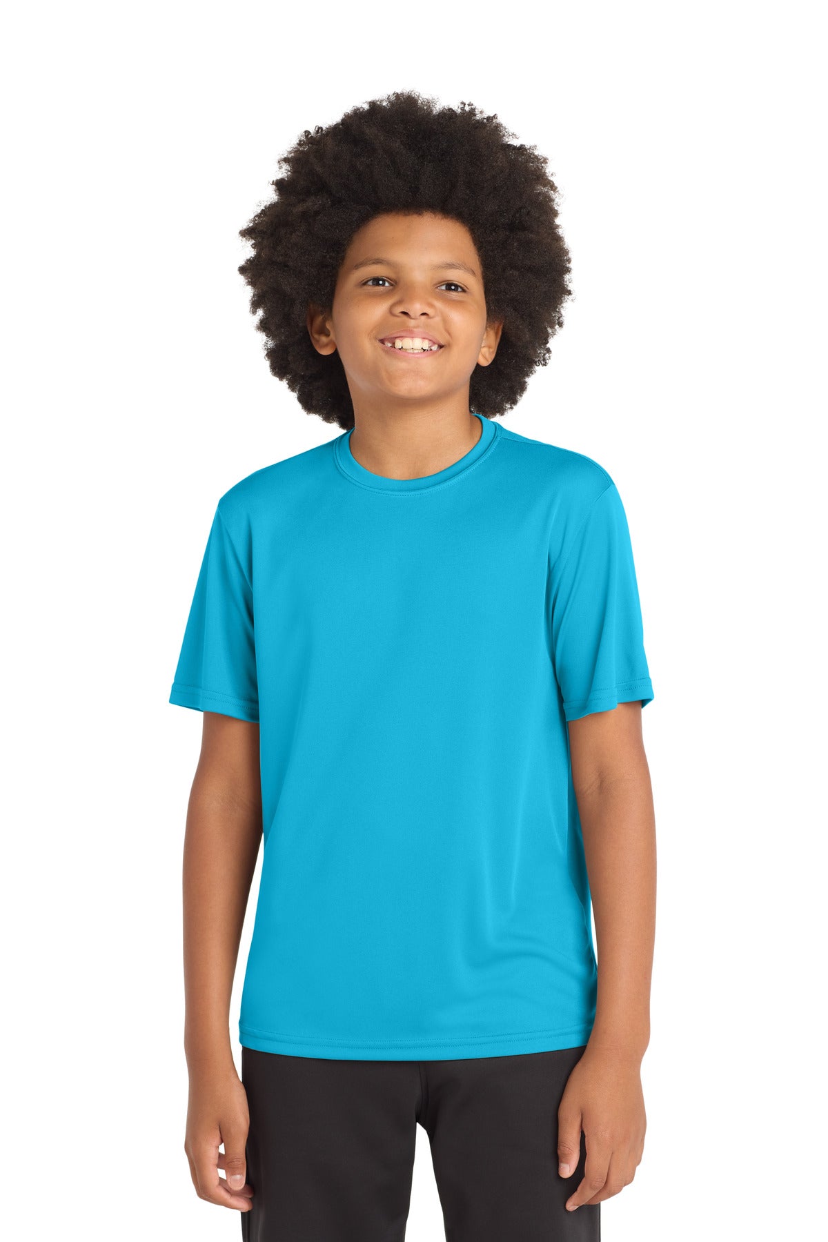 Custom Atomic Blue Youth Competitor Tee YST350, personalized by SanCanDo Swag in Argyle, TX