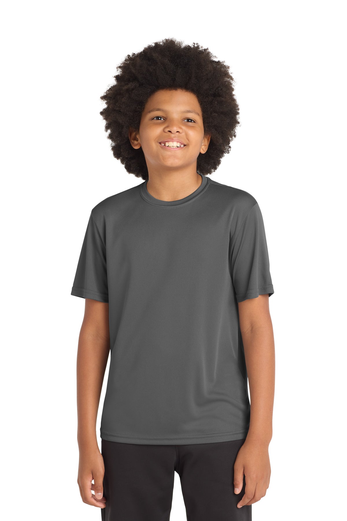 Custom Iron Grey Youth Competitor Tee YST350, personalized by SanCanDo Swag in Argyle, TX