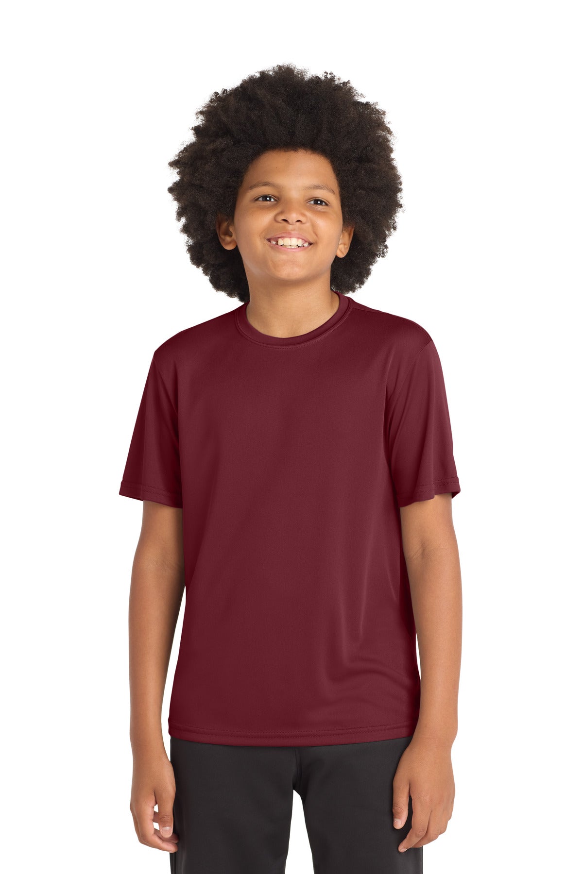 Custom Maroon Youth Competitor Tee YST350, personalized by SanCanDo Swag in Argyle, TX