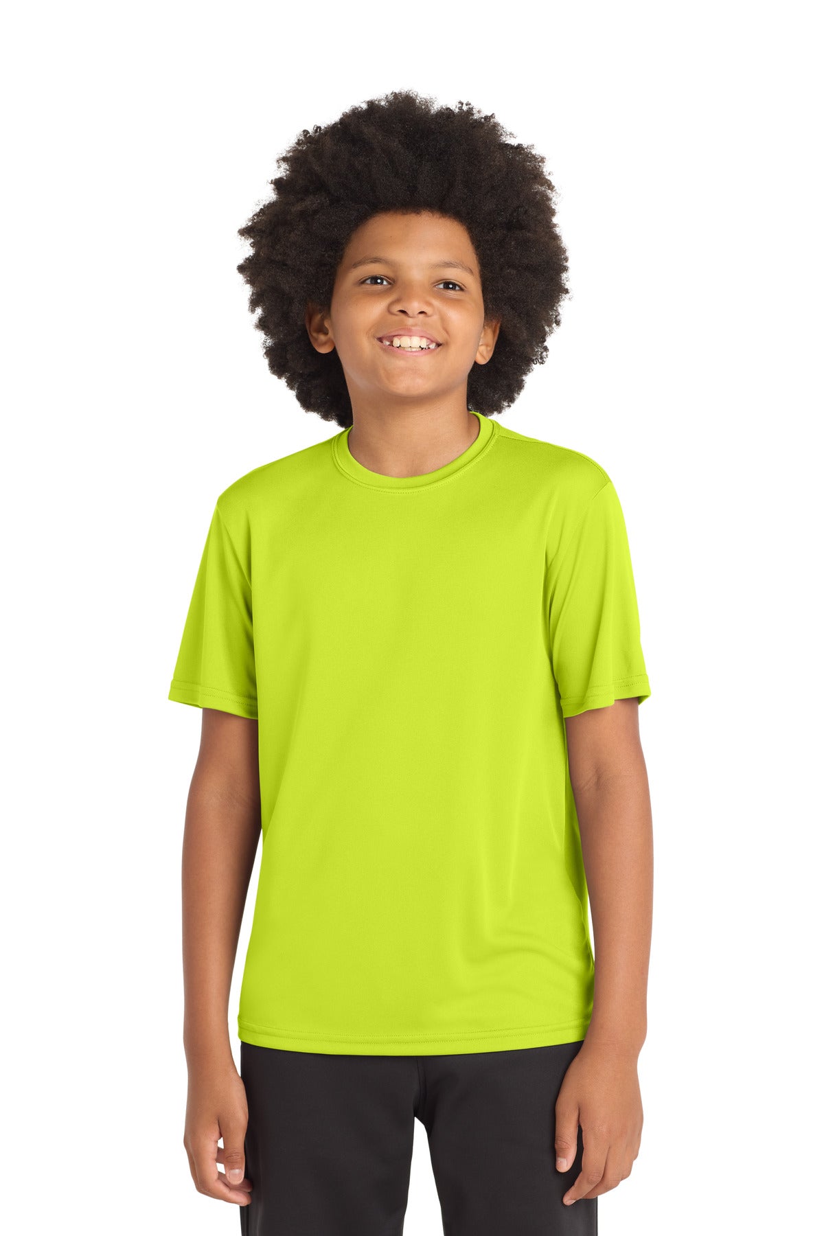 Custom Neon Yellow Youth Competitor Tee YST350, personalized by SanCanDo Swag in Argyle, TX