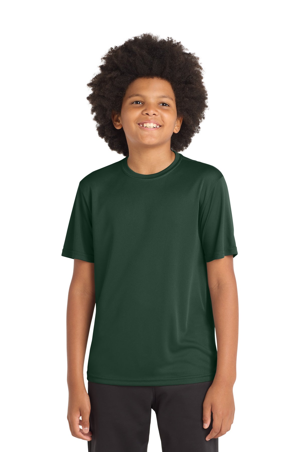 Custom Forest Green Youth Competitor Tee YST350, personalized by SanCanDo Swag in Argyle, TX