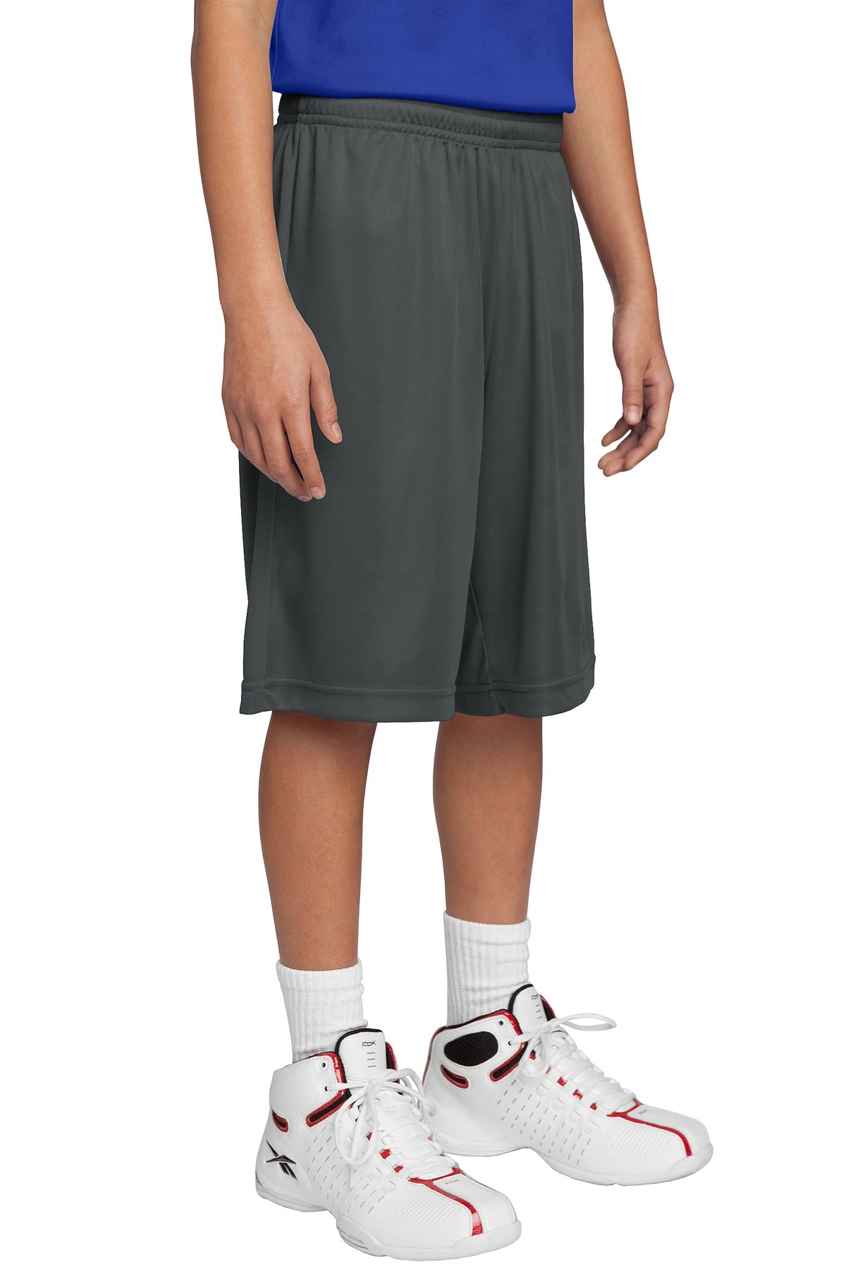 Custom Iron Grey Youth PosiCharge Competitor Short YST355, personalized by SanCanDo Swag in Argyle, TX