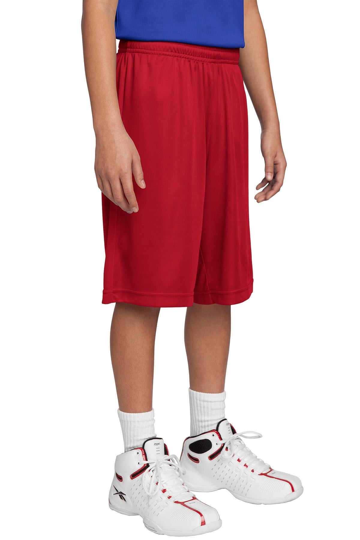 Custom True Red Youth PosiCharge Competitor Short YST355, personalized by SanCanDo Swag in Argyle, TX