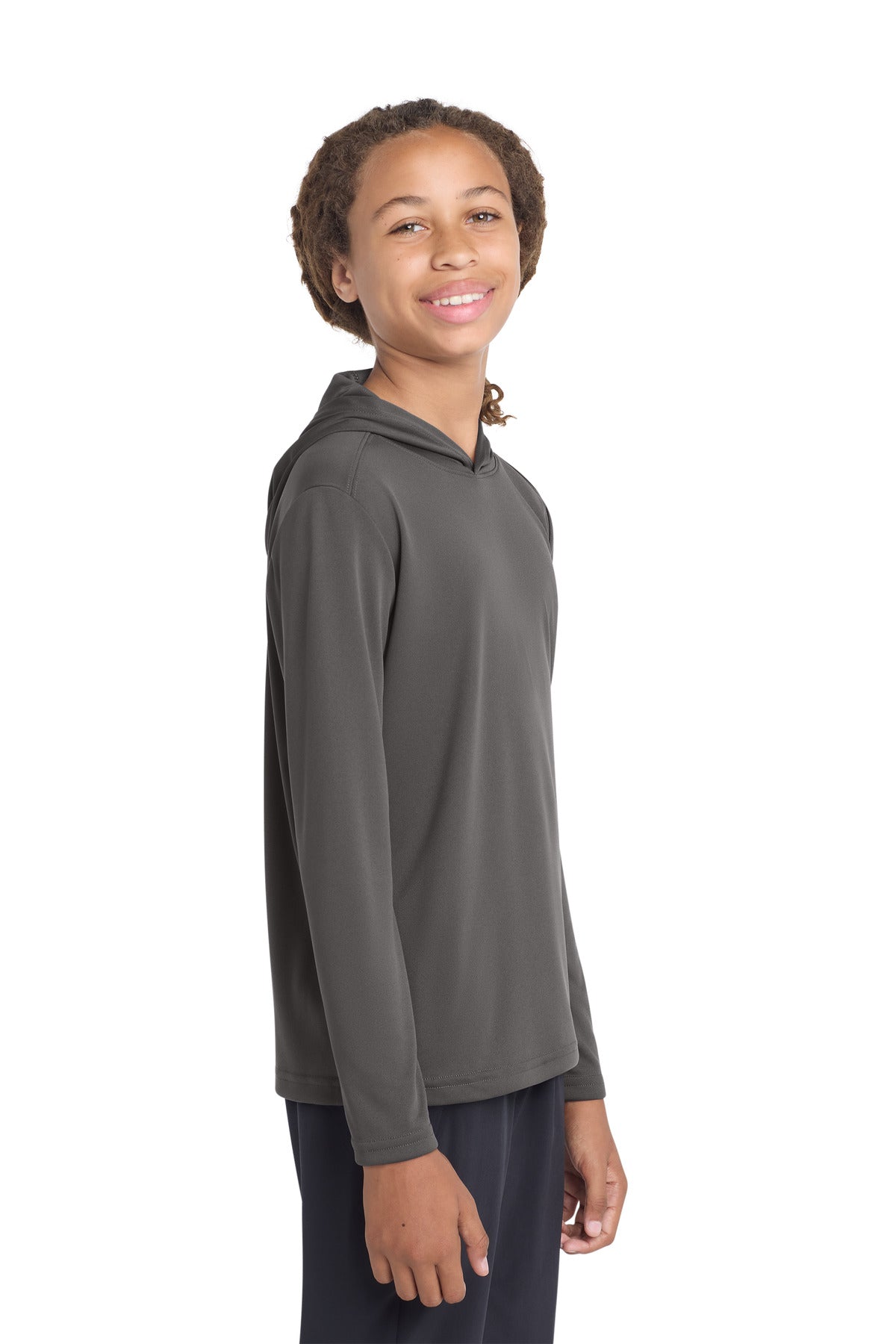 Custom Iron Grey PosiCharge Competitor Hooded Pullover YST358, personalized by SanCanDo Swag in Argyle, TX