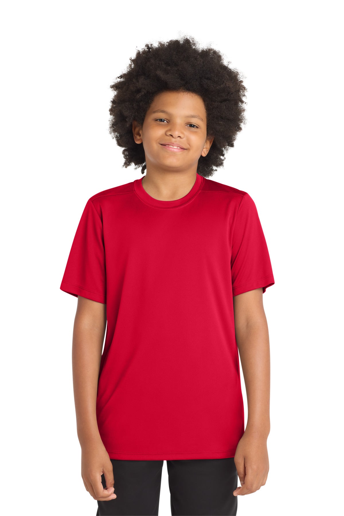 Custom True Red Youth Posi-UV Pro Tee YST420, personalized by SanCanDo Swag in Argyle, TX