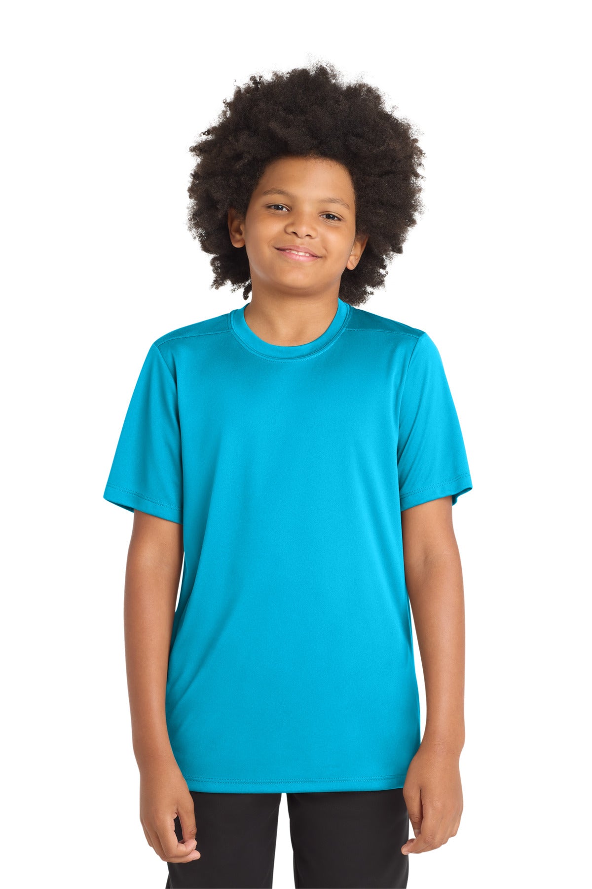 Custom Sapphire Youth Posi-UV Pro Tee YST420, personalized by SanCanDo Swag in Argyle, TX