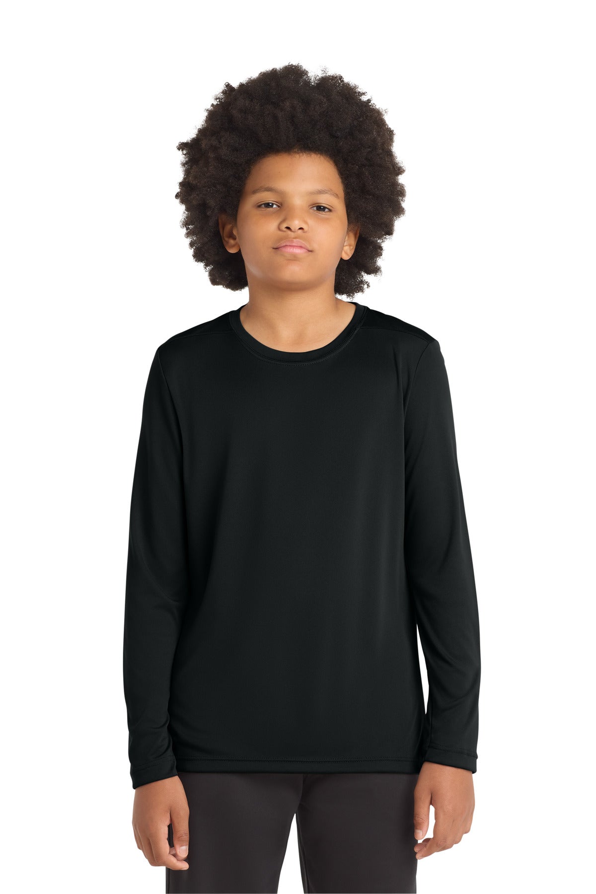 Custom Black Youth Posi-UV Pro Long Sleeve Tee YST420LS, personalized by SanCanDo Swag in Argyle, TX