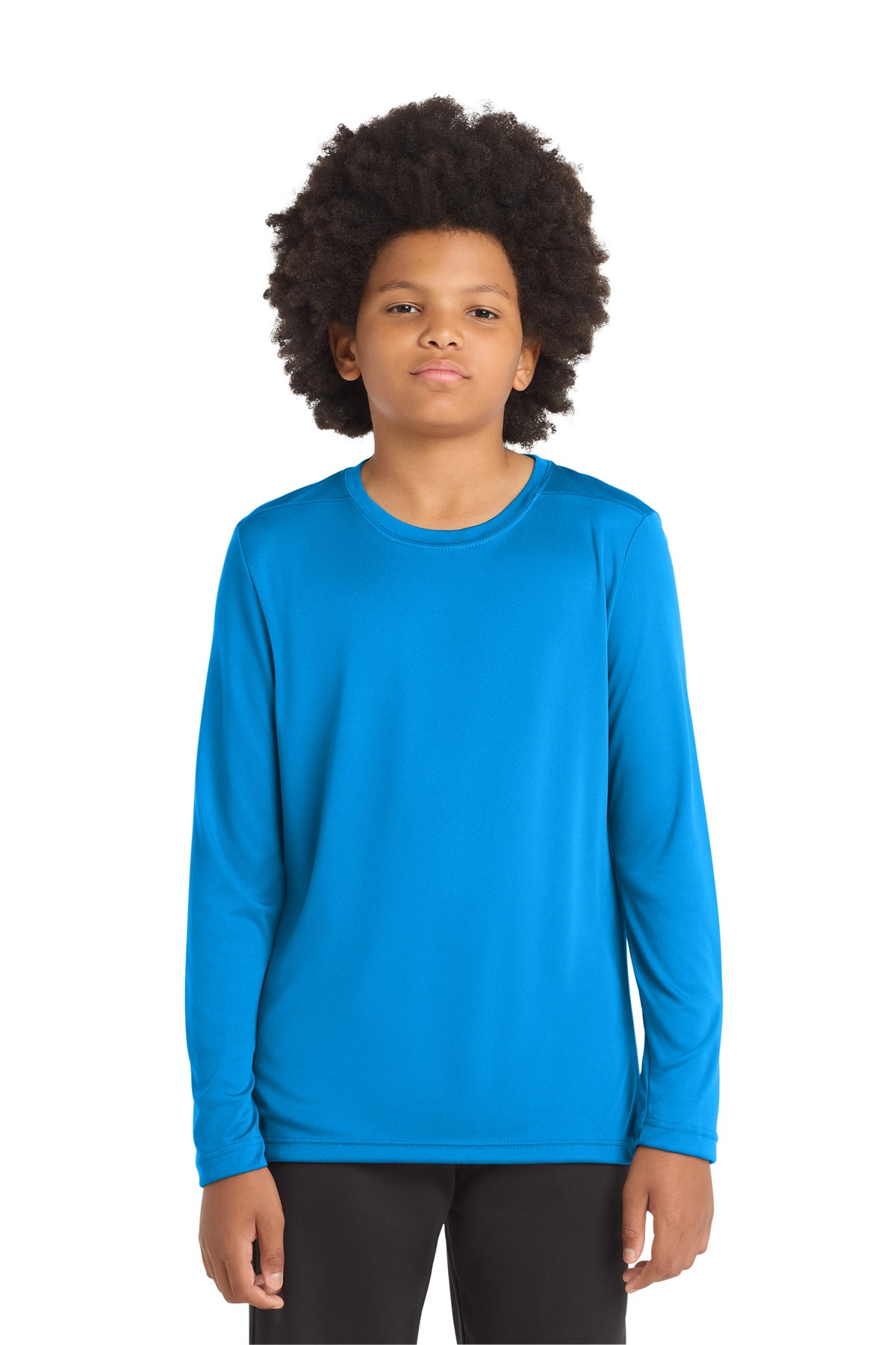 Custom Sapphire Youth Posi-UV Pro Long Sleeve Tee YST420LS, personalized by SanCanDo Swag in Argyle, TX