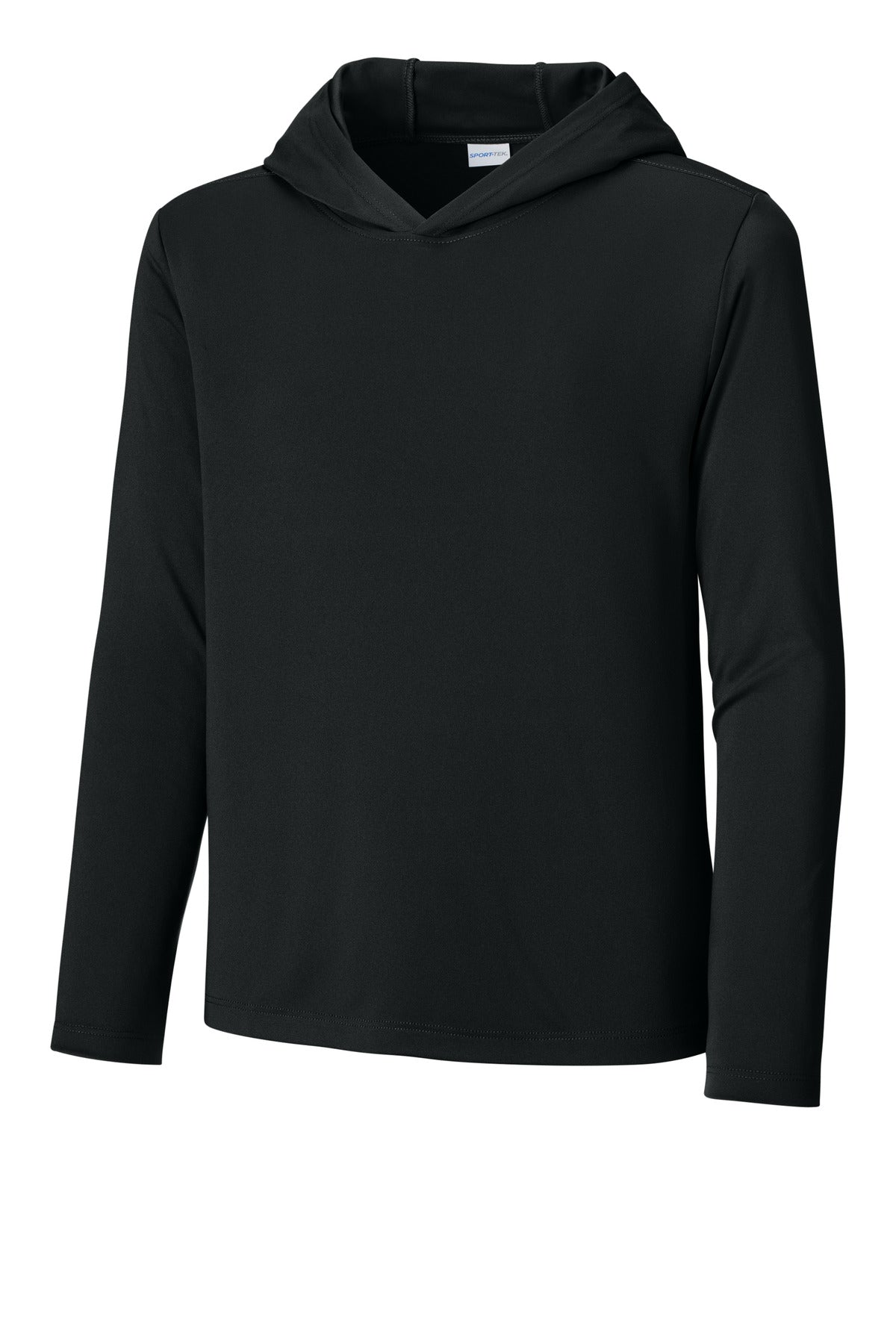 Custom Black Youth Posi-UV Pro Long Sleeve Hoodie YST420LSH, personalized by SanCanDo Swag in Argyle, TX