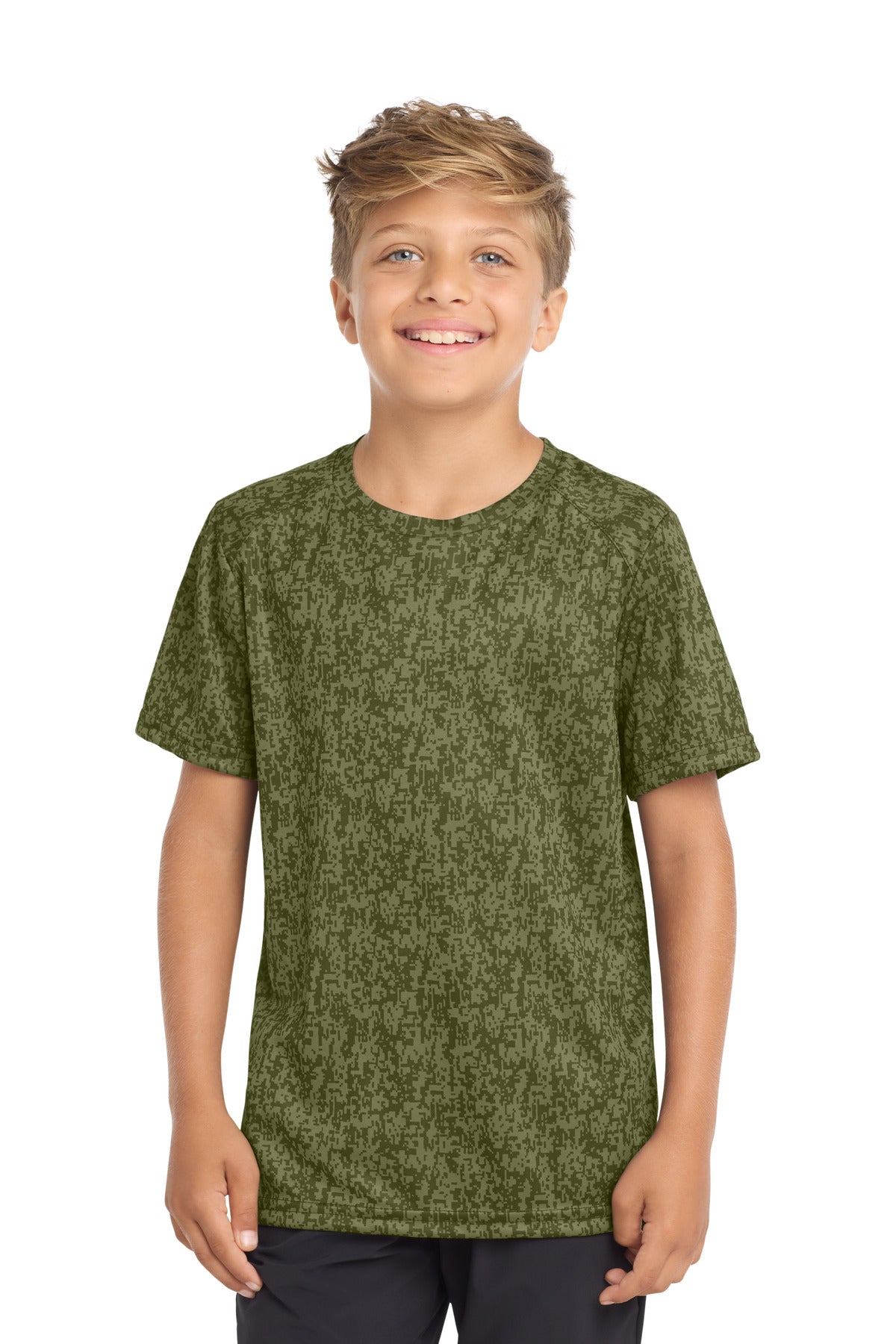 Custom Olive Drab Green Youth Digi Camo Tee YST460, personalized by SanCanDo Swag in Argyle, TX