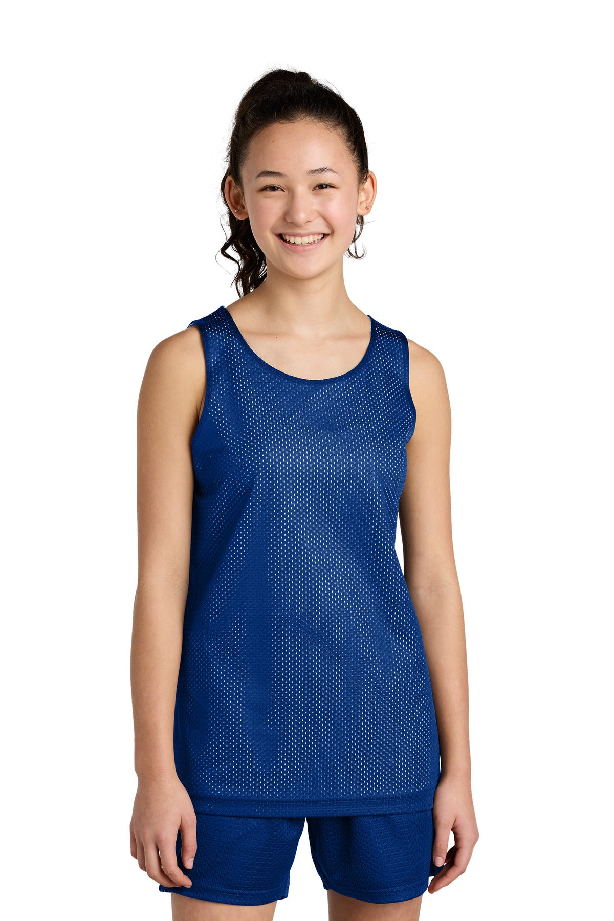 Custom True Royal/ White Youth PosiCharge Reversible Mesh Tank YST5000, personalized by SanCanDo Swag in Argyle, TX