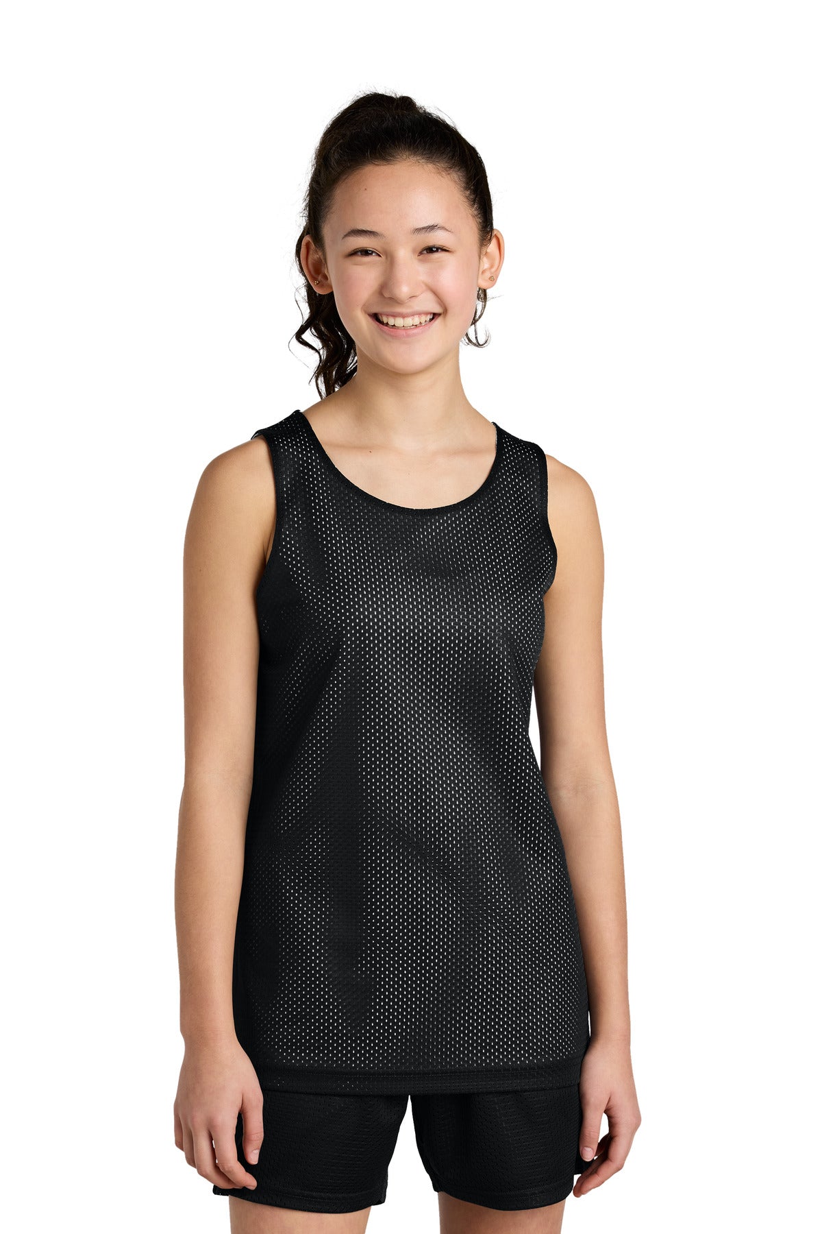 Custom Black/ White Youth PosiCharge Reversible Mesh Tank YST5000, personalized by SanCanDo Swag in Argyle, TX