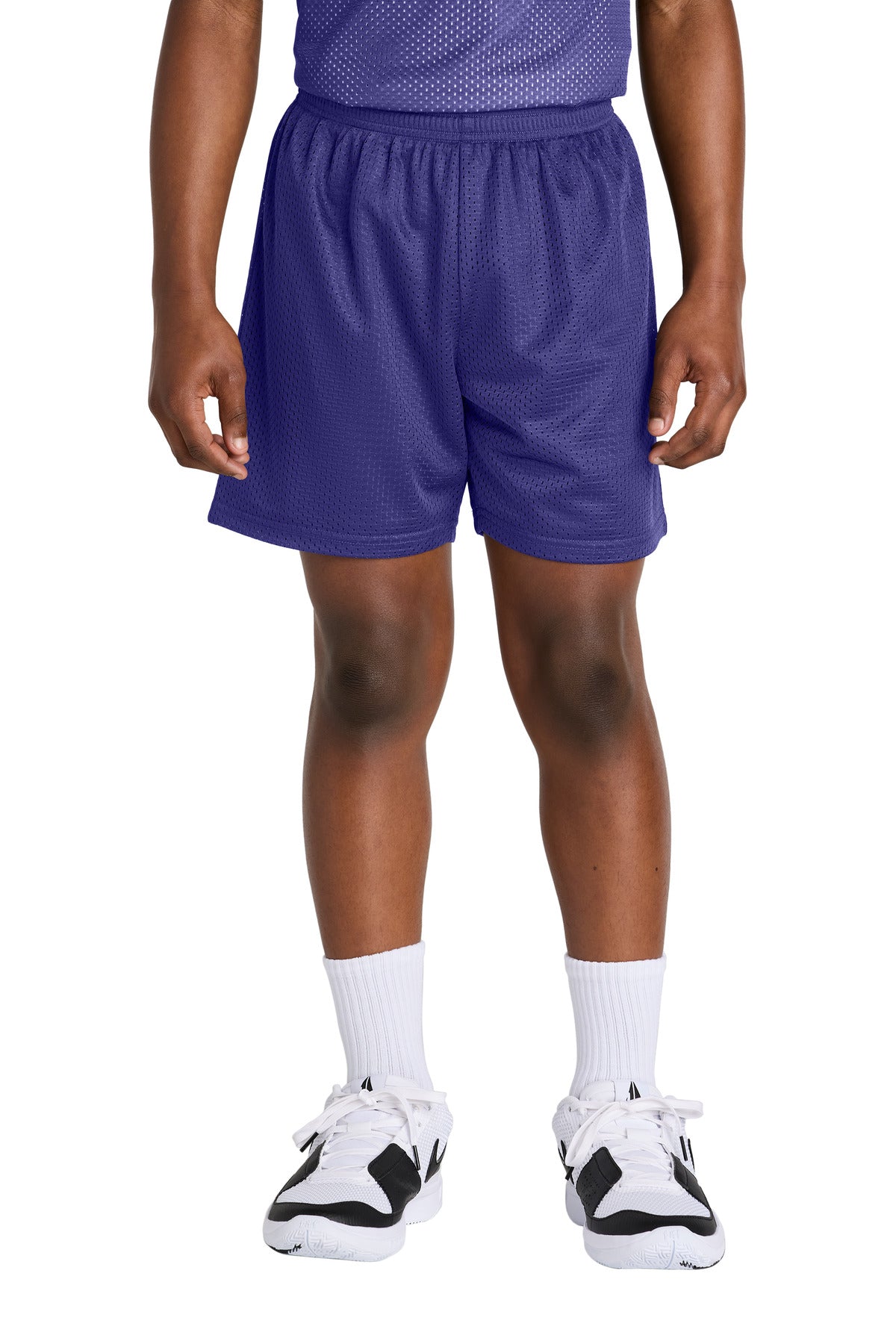 Custom Purple Youth PosiCharge Mesh 5" Short YST5100, personalized by SanCanDo Swag in Argyle, TX