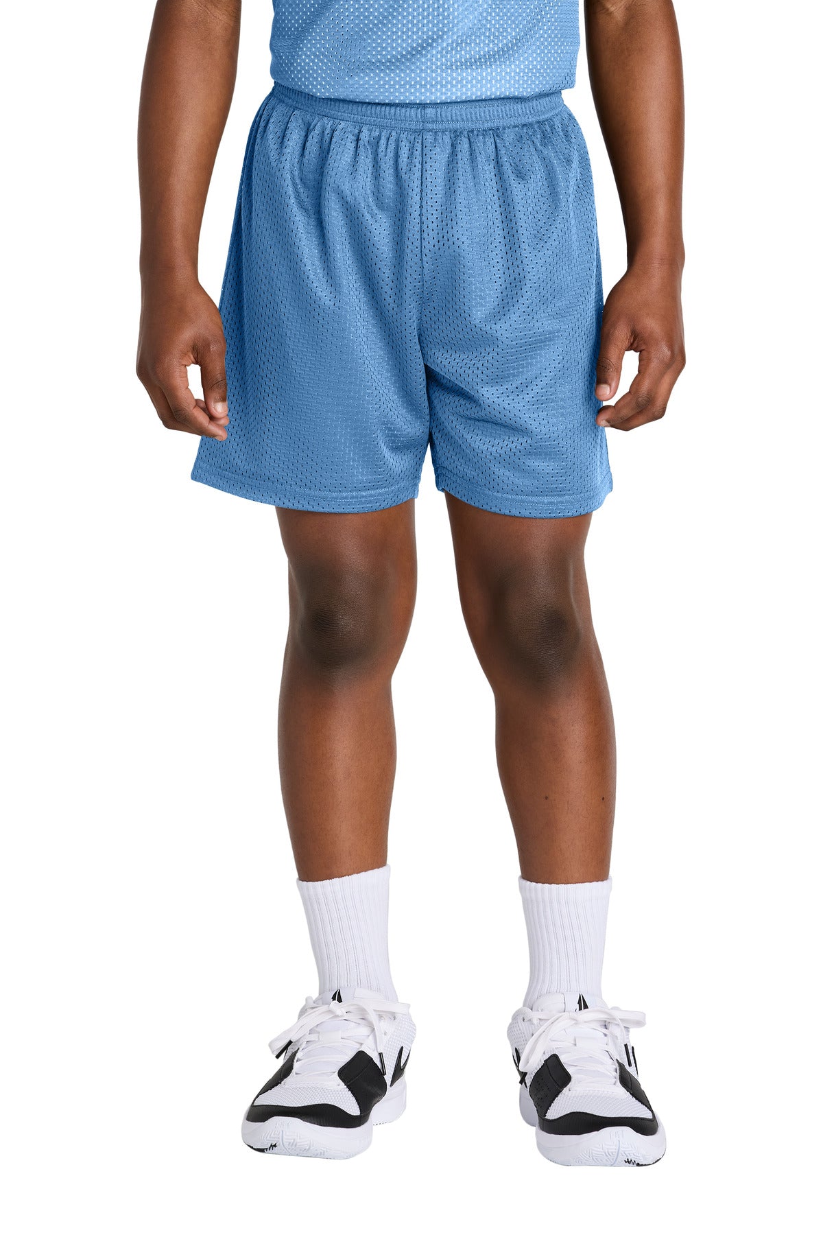Custom Carolina Blue Youth PosiCharge Mesh 5" Short YST5100, personalized by SanCanDo Swag in Argyle, TX
