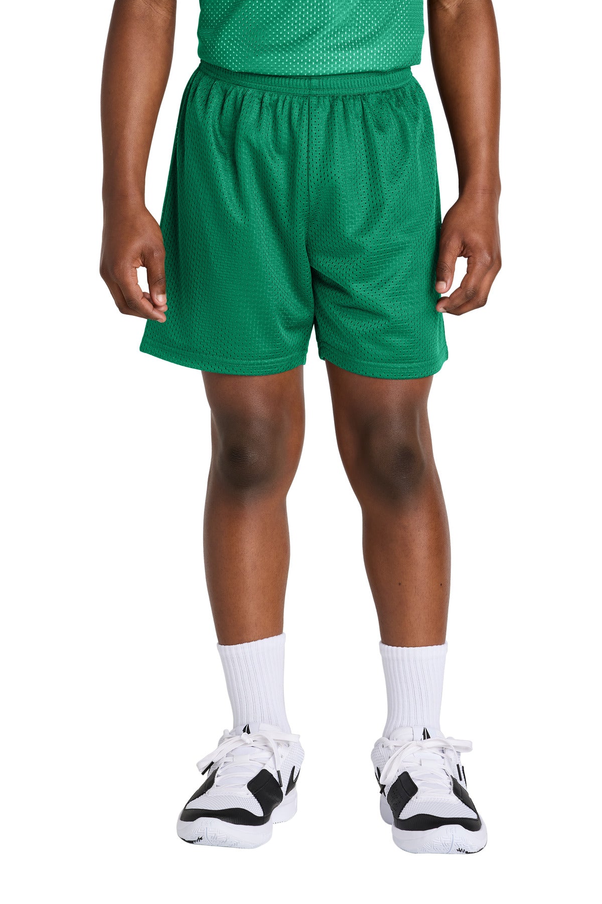 Custom Kelly Green Youth PosiCharge Mesh 5" Short YST5100, personalized by SanCanDo Swag in Argyle, TX
