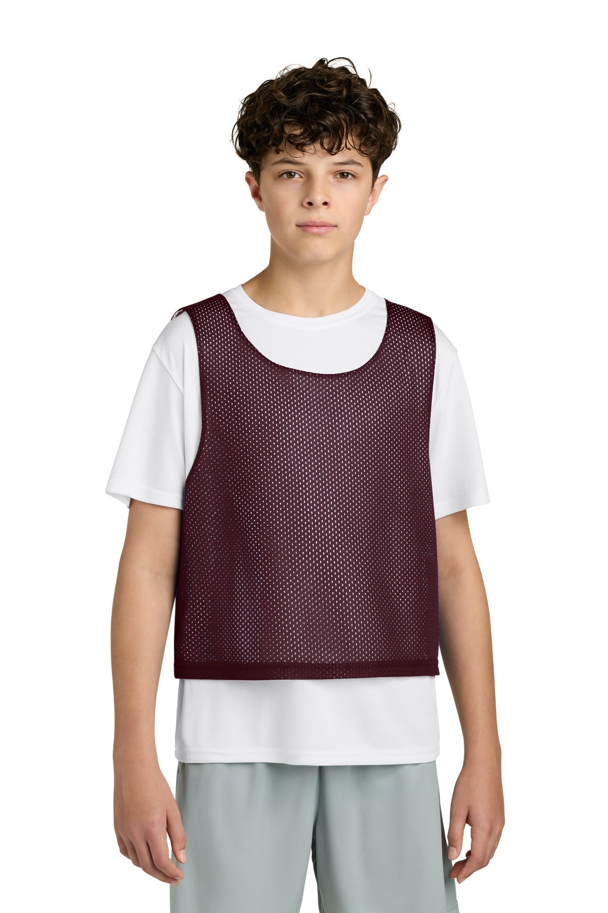 Custom Maroon/ White Youth Lacrosse Reversible Pinnie YST512, personalized by SanCanDo Swag in Argyle, TX