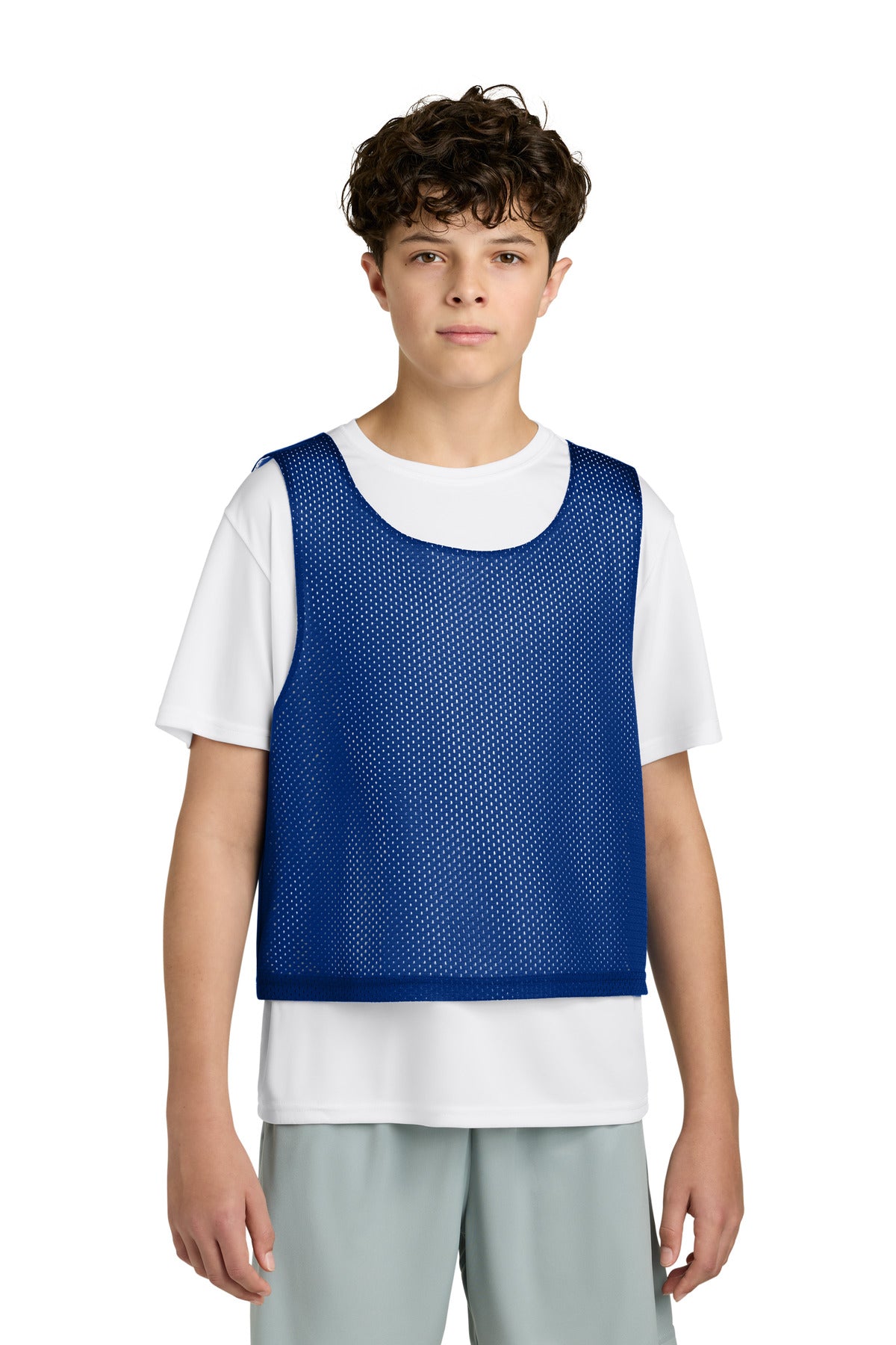 Custom True Royal/ White Youth Lacrosse Reversible Pinnie YST512, personalized by SanCanDo Swag in Argyle, TX