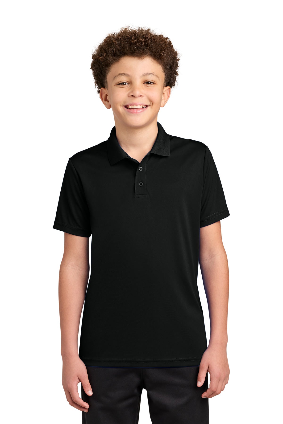 Custom Black Youth Competitor Polo YST550, personalized by SanCanDo Swag in Argyle, TX