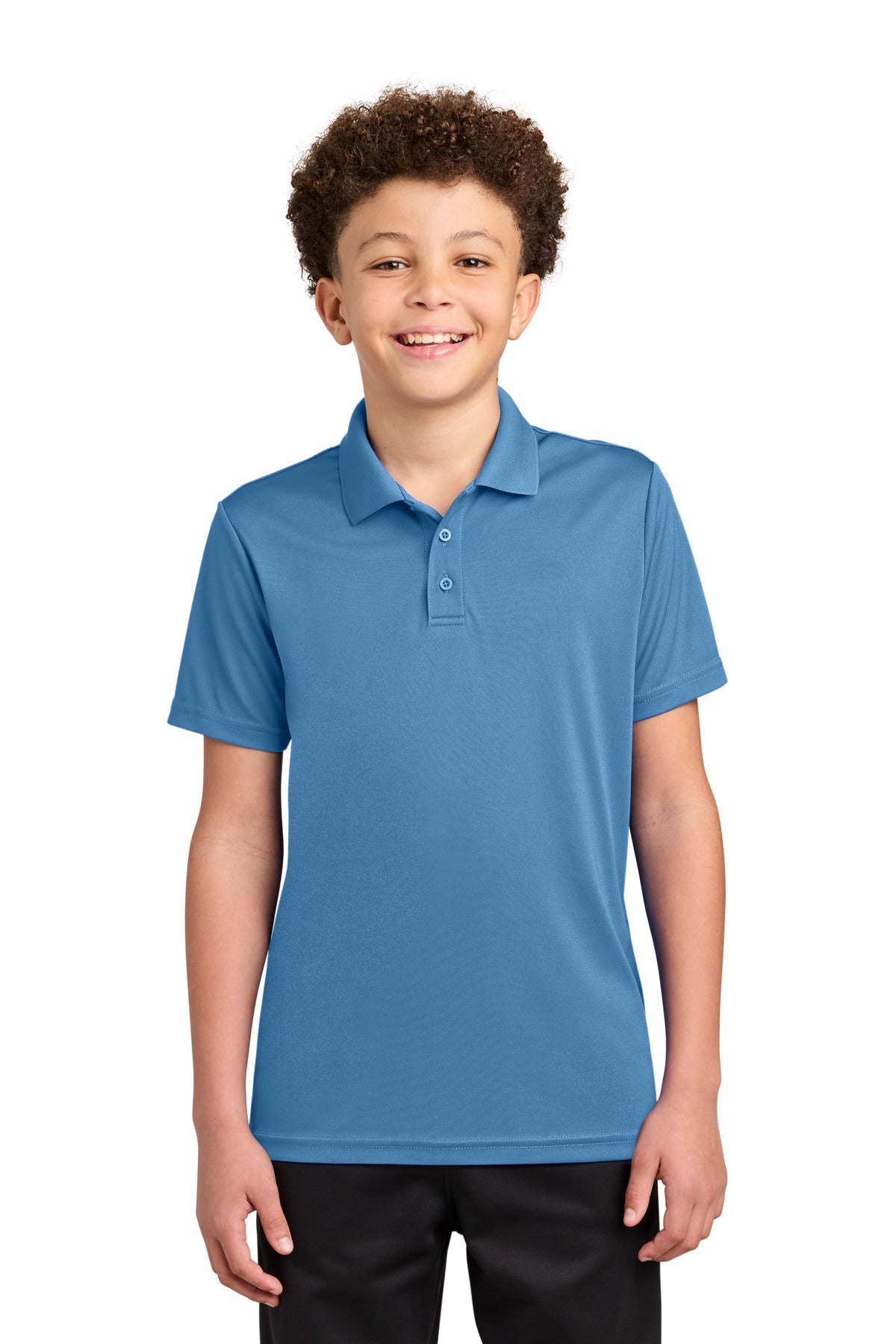 Custom Carolina Blue Youth Competitor Polo YST550, personalized by SanCanDo Swag in Argyle, TX