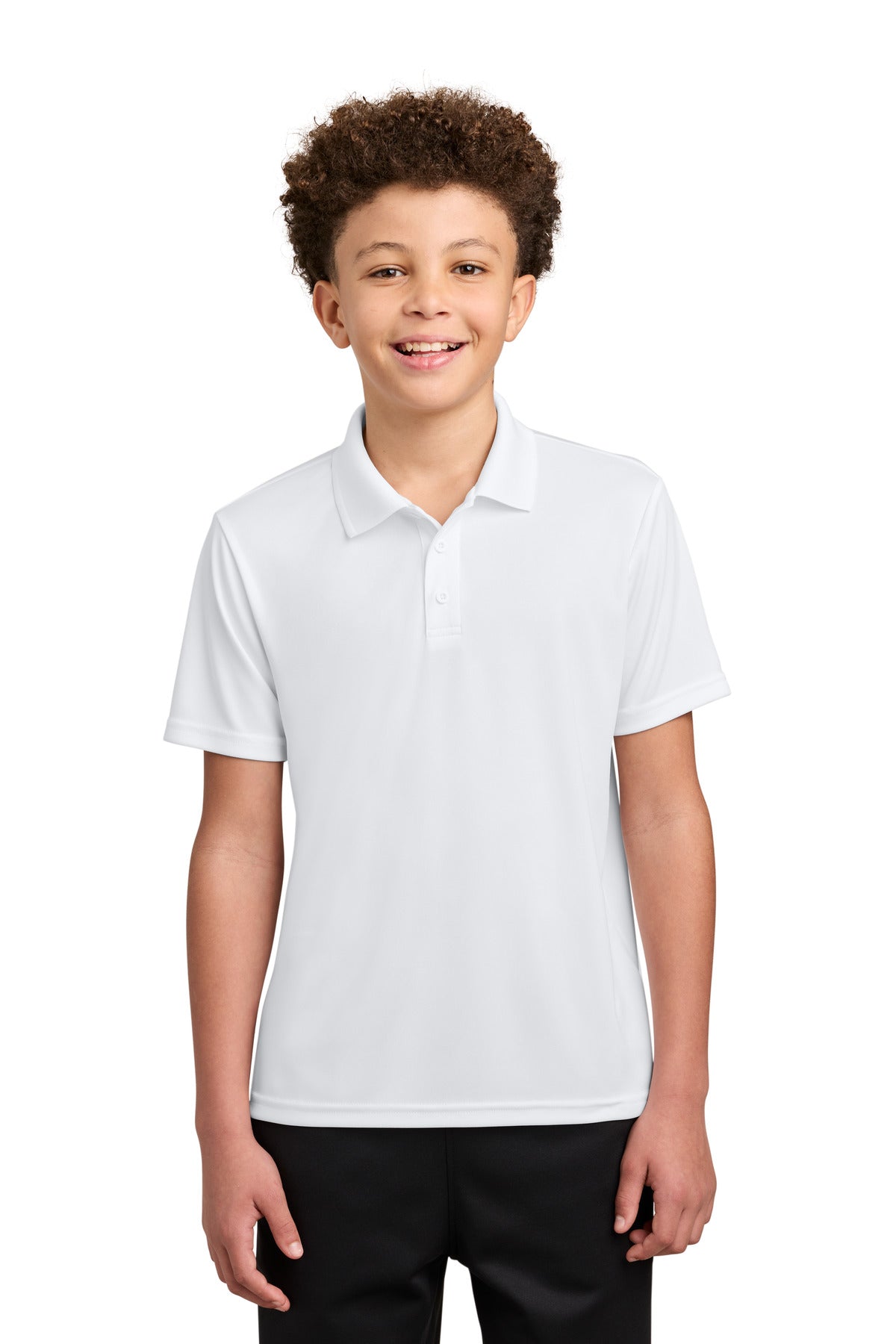 Custom White Youth Competitor Polo YST550, personalized by SanCanDo Swag in Argyle, TX