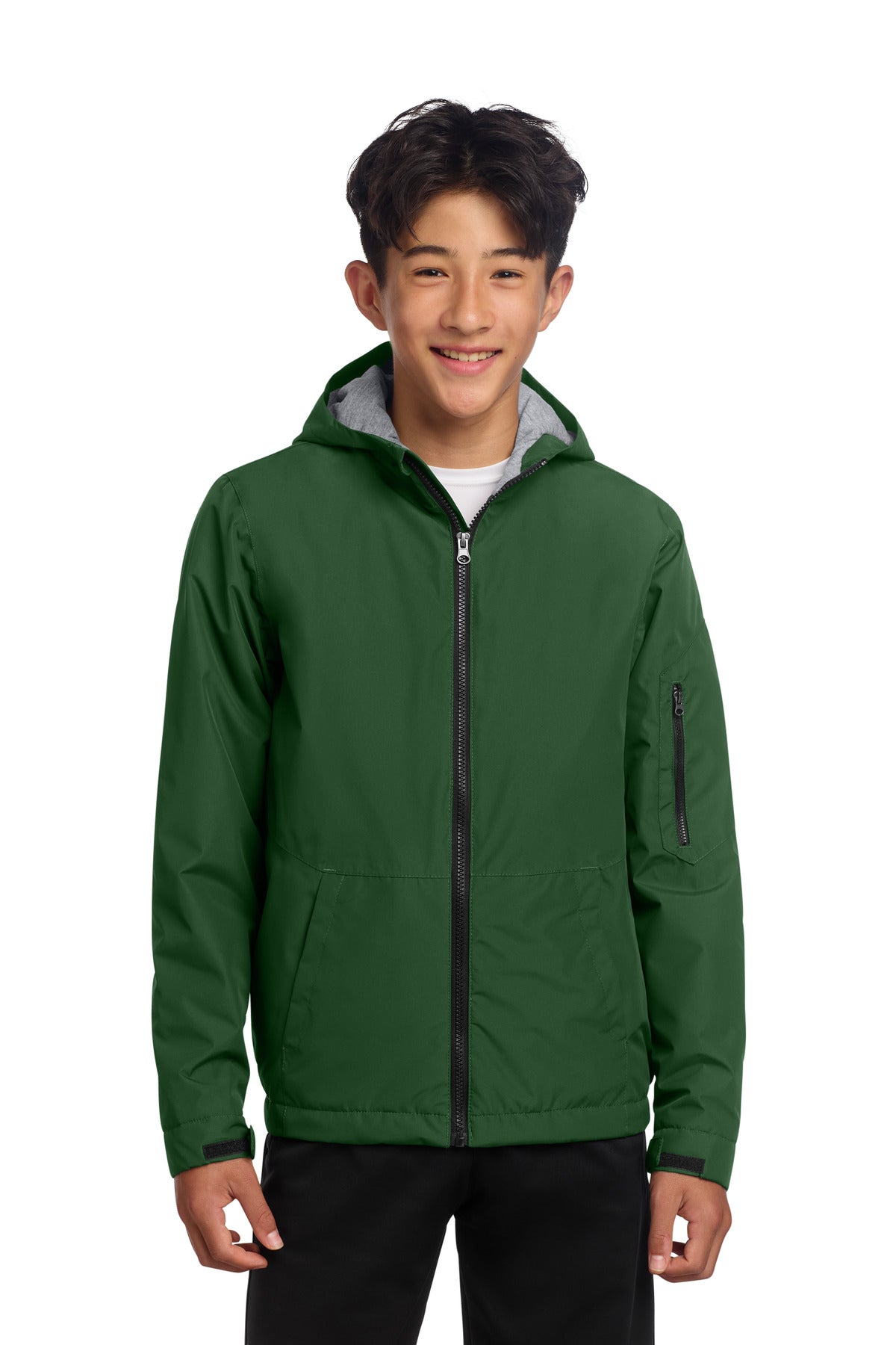 Custom Forest Green Youth Waterproof Insulated Jacket YST56, personalized by SanCanDo Swag in Argyle, TX