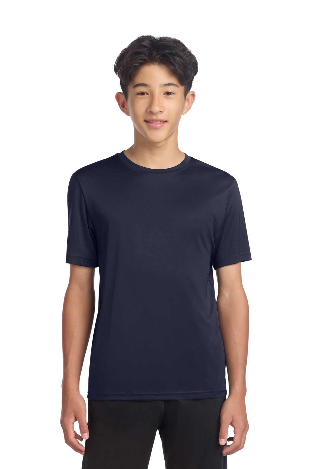 Custom True Navy Youth PosiCharge Re-Compete Tee YST720, personalized by SanCanDo Swag in Argyle, TX