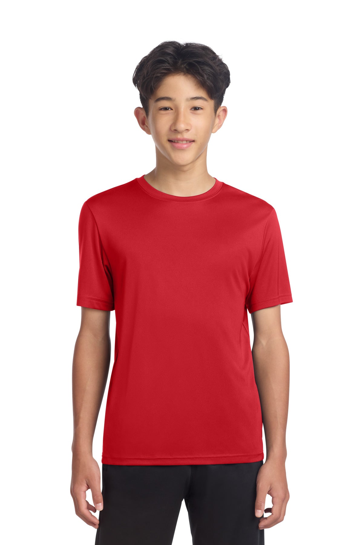 Custom True Red Youth PosiCharge Re-Compete Tee YST720, personalized by SanCanDo Swag in Argyle, TX